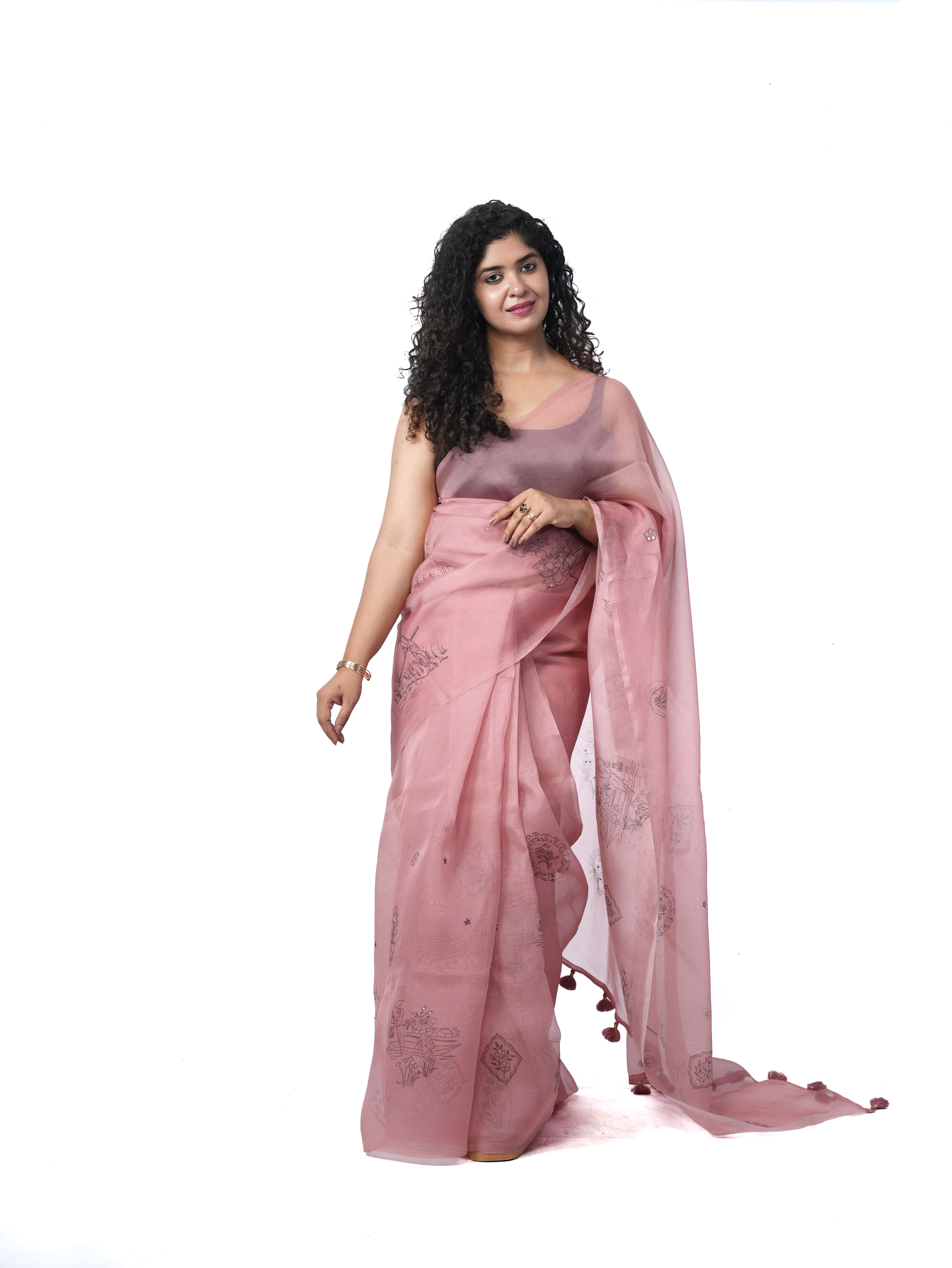 Mauve Bloom - Organza Silk