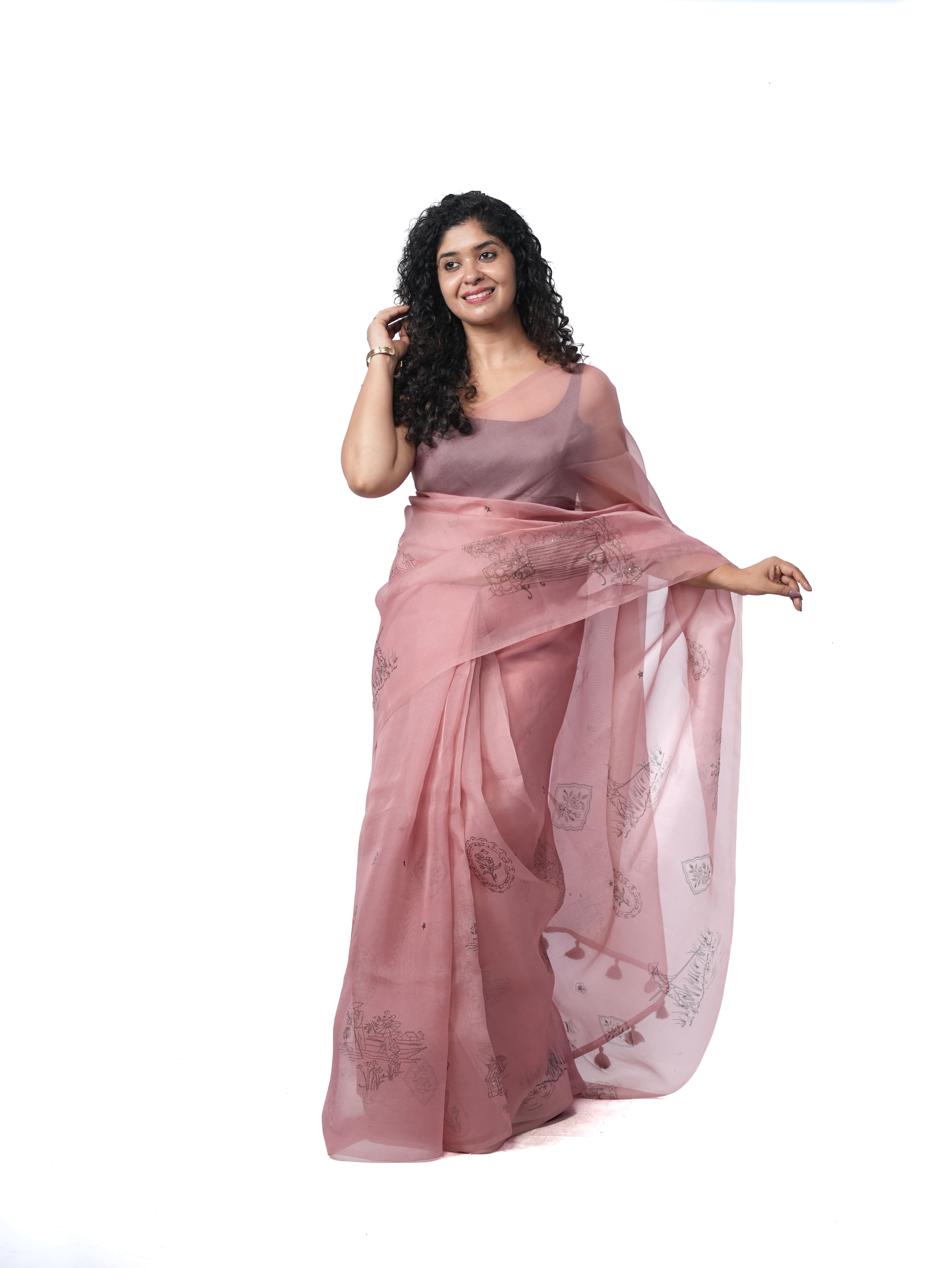 Mauve Bloom - Organza Silk