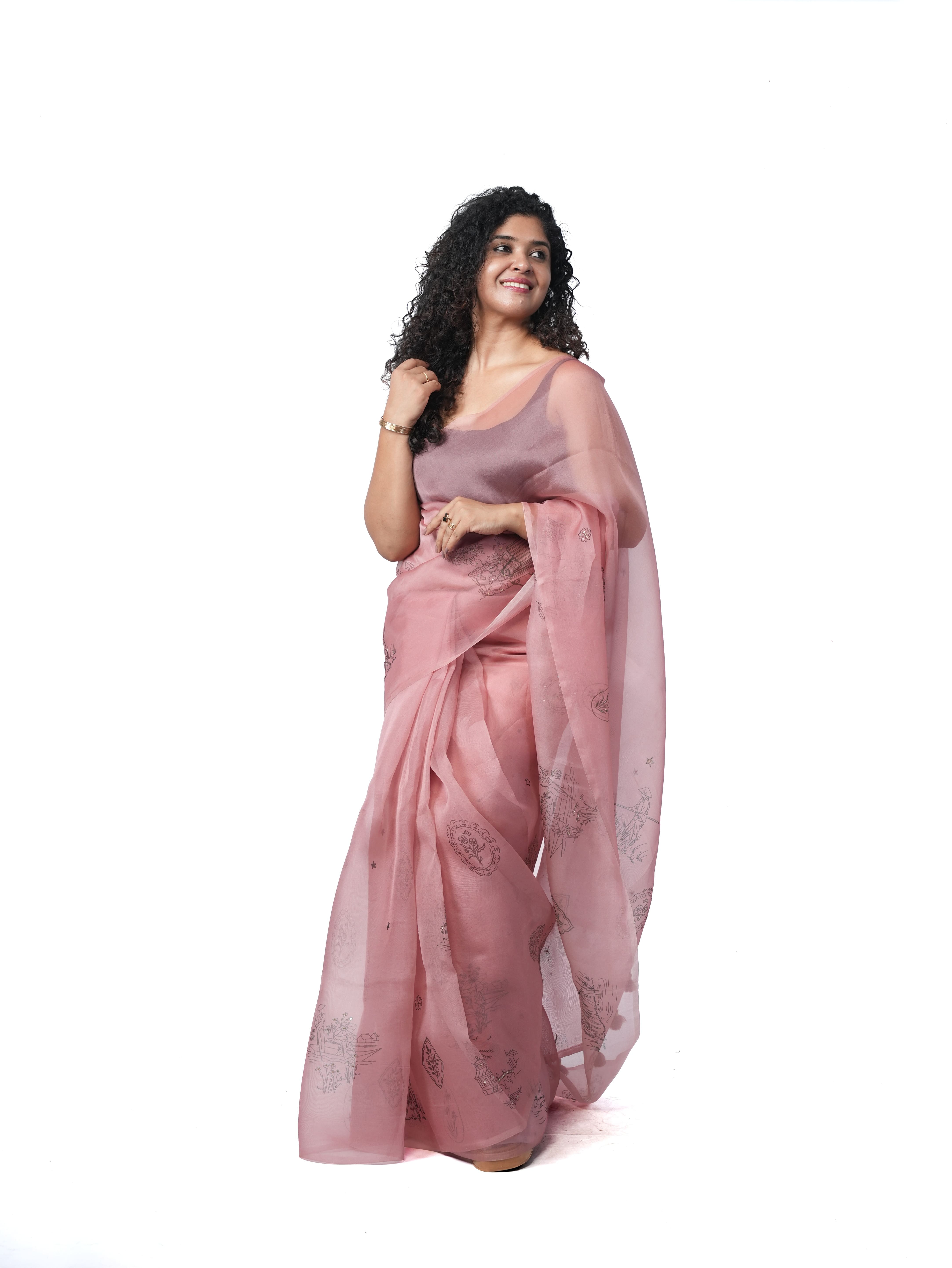 Mauve Bloom - Organza Silk