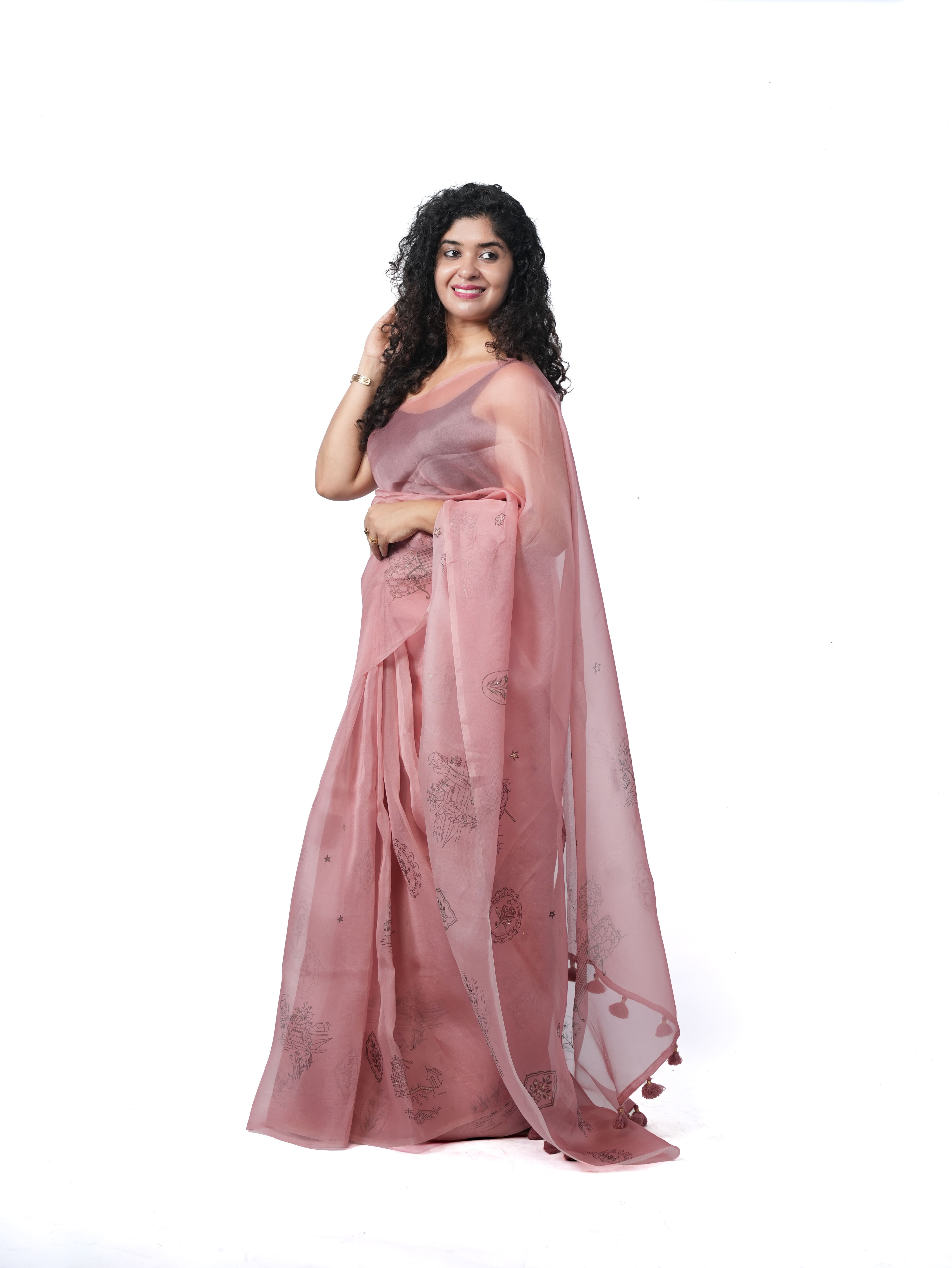 Mauve Bloom - Organza Silk