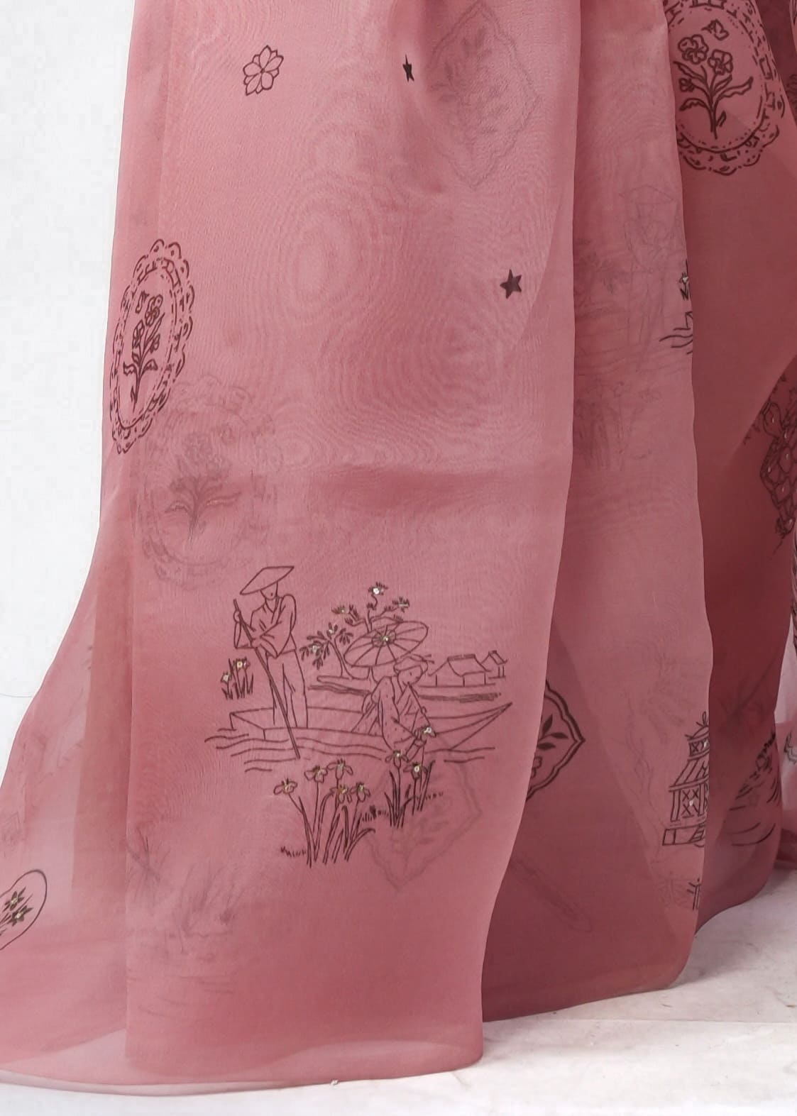 Mauve Bloom - Organza Silk