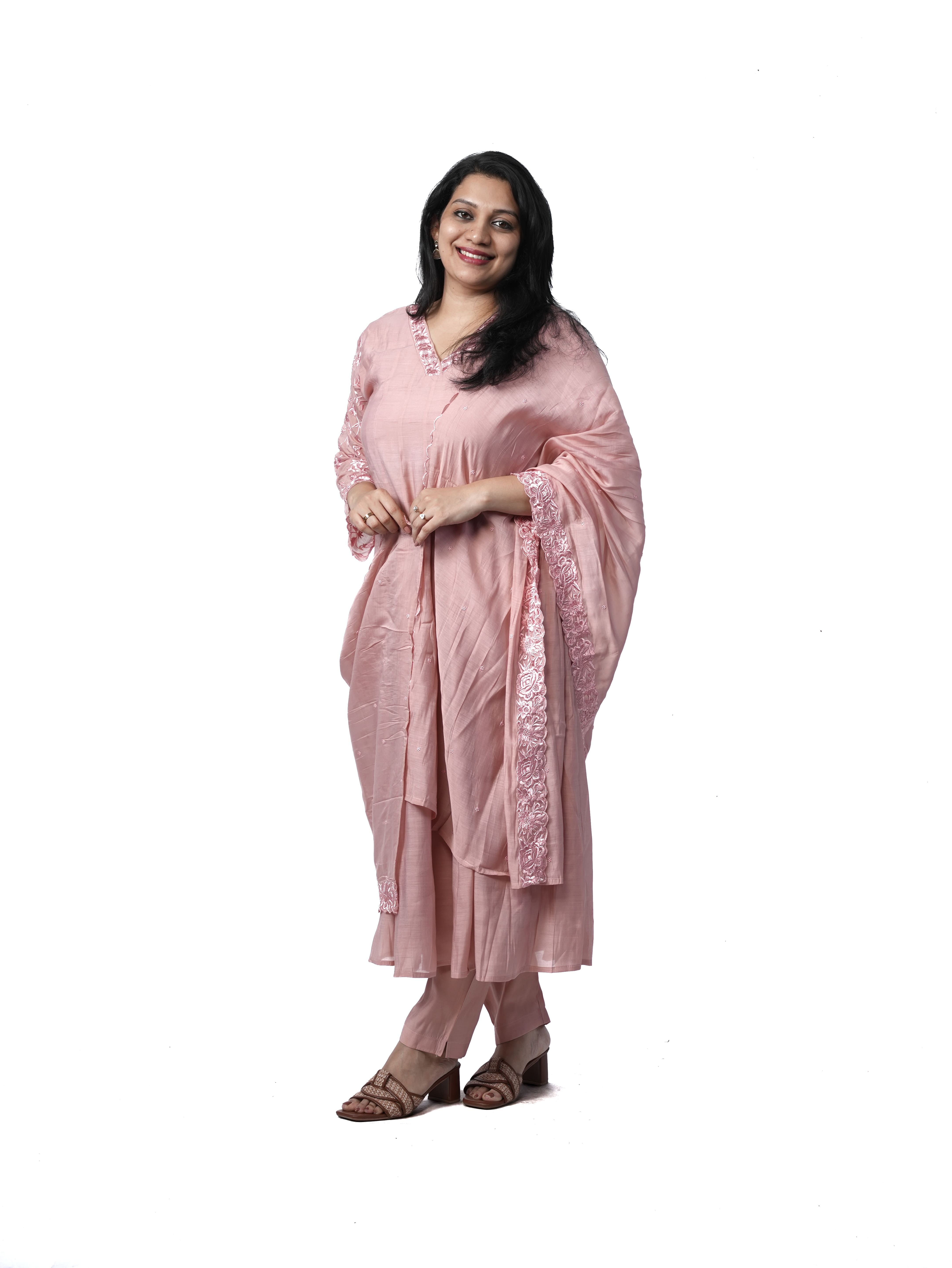Bloom in Rose Salwar Kameez - Mal chanderi