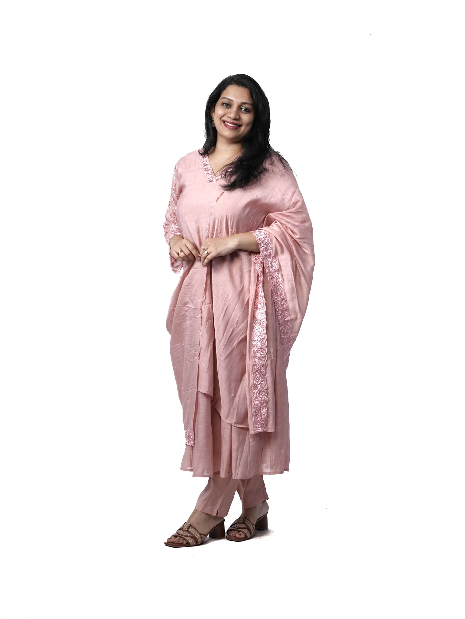 Bloom in Rose Salwar Kameez - Mal chanderi
