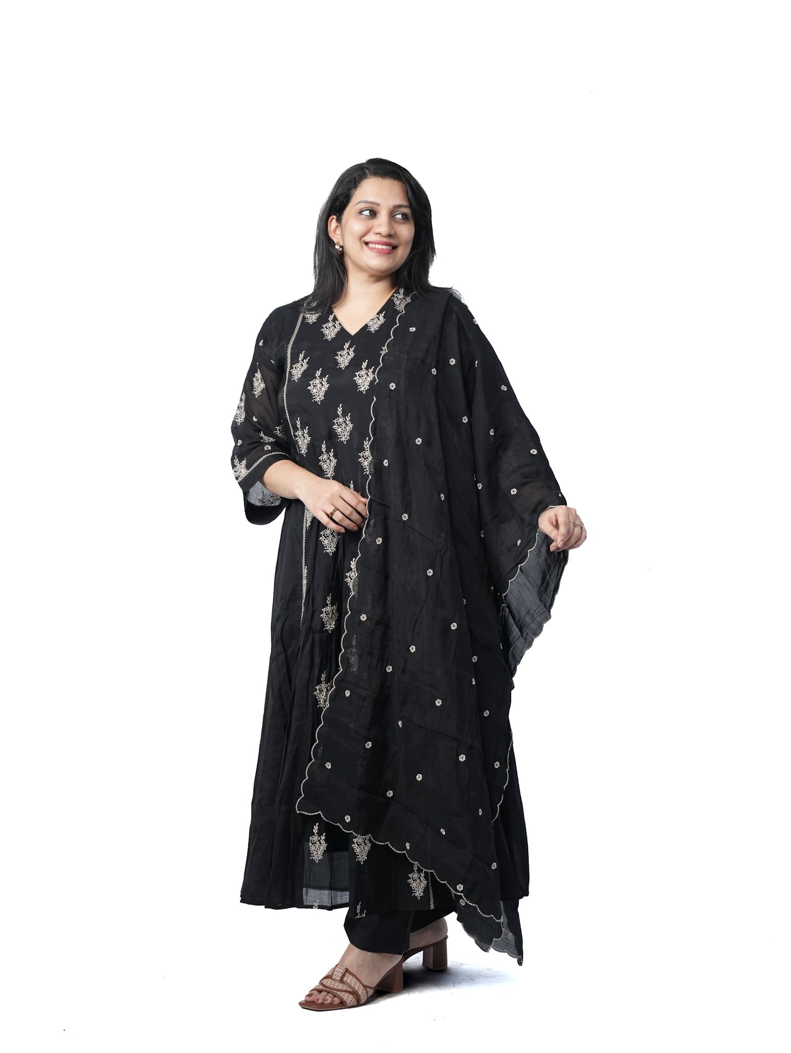 Midnight Embroidery Mal Chanderi Kurta Set