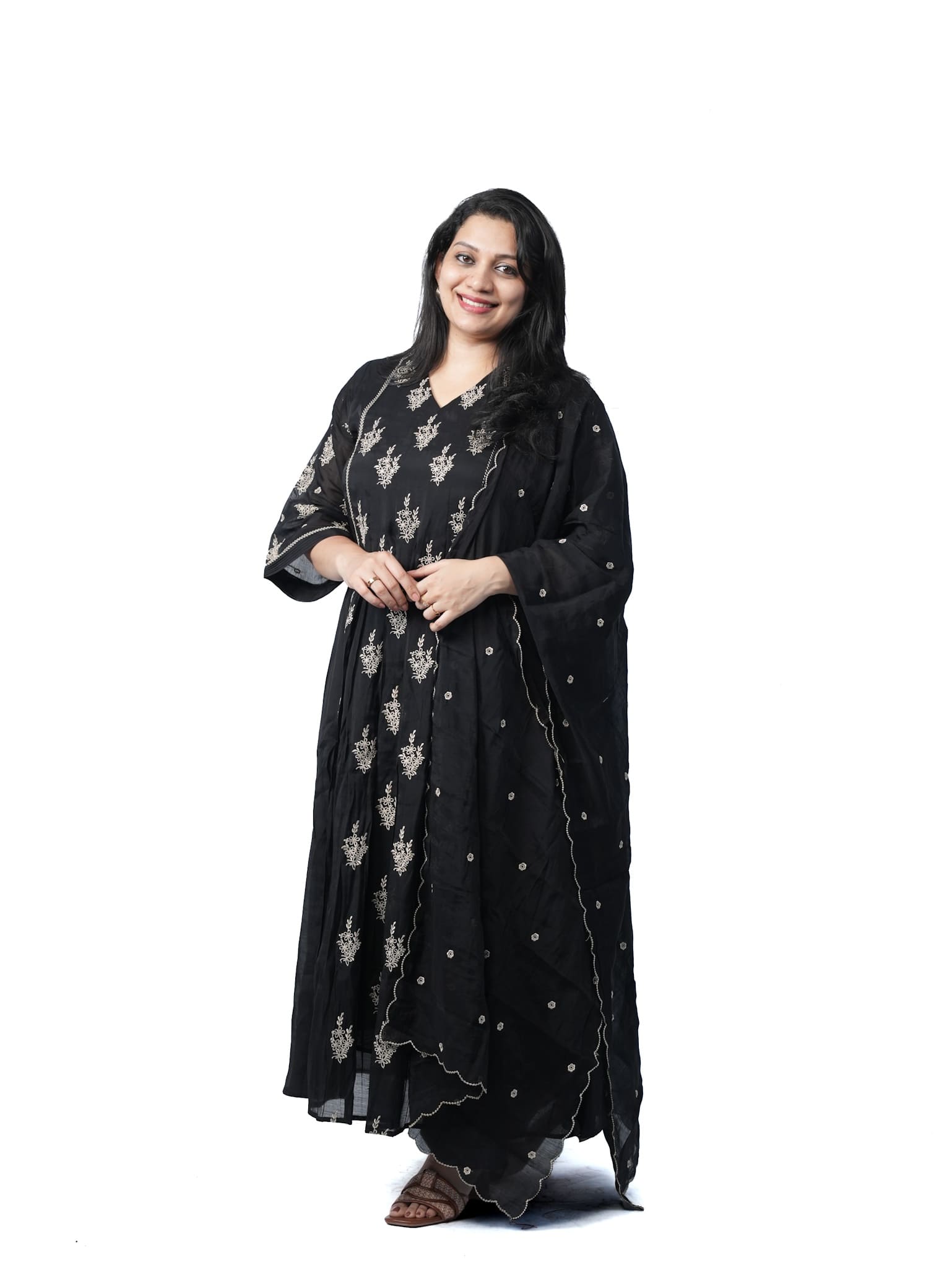 Midnight Embroidery Mal Chanderi Kurta Set