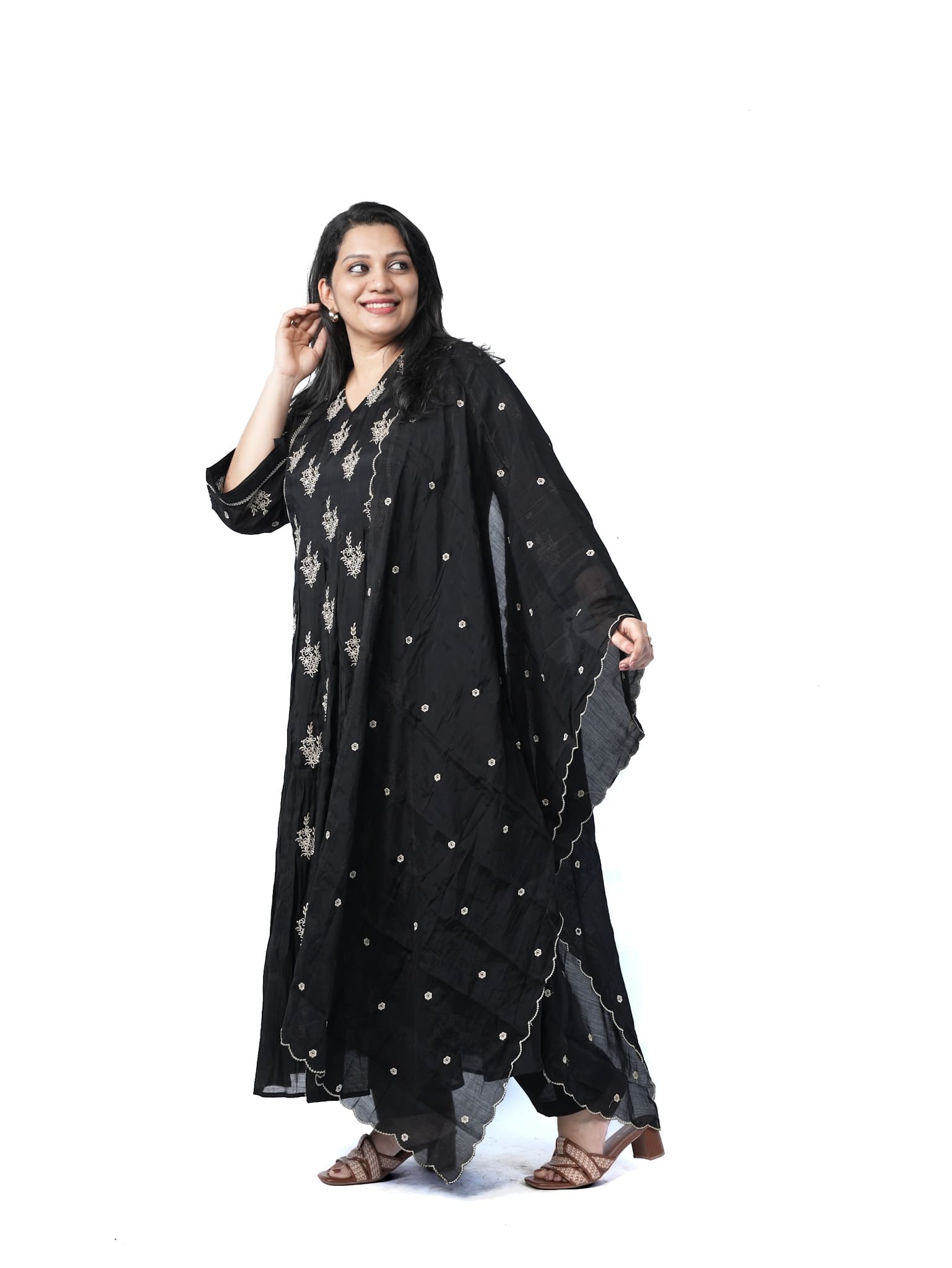 Midnight Embroidery Mal Chanderi Kurta Set