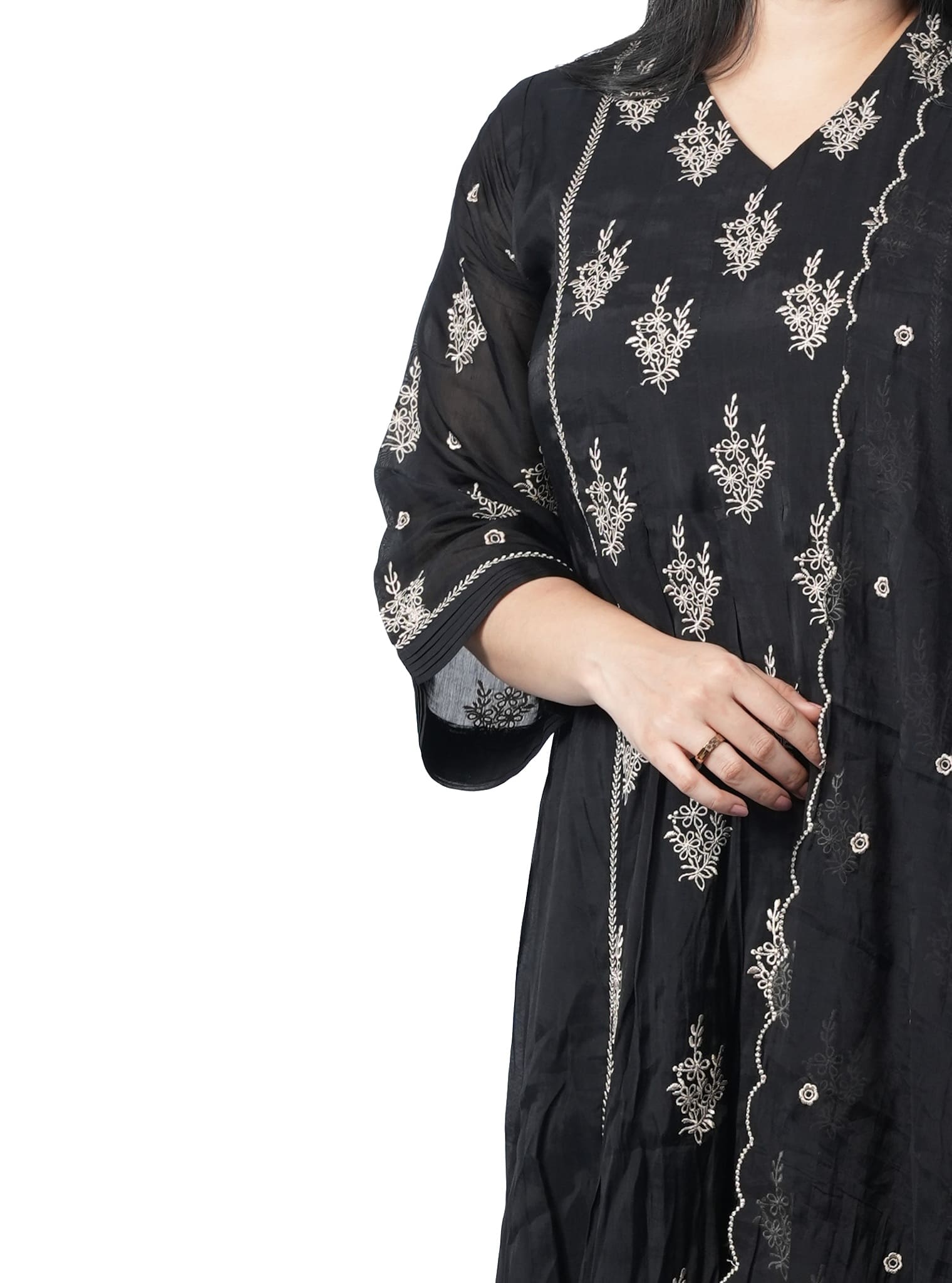 Midnight Embroidery Mal Chanderi Kurta Set