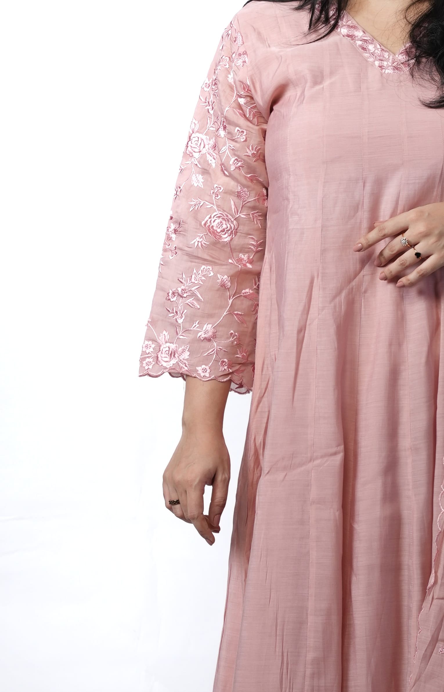 Bloom in Rose Salwar Kameez - Mal chanderi