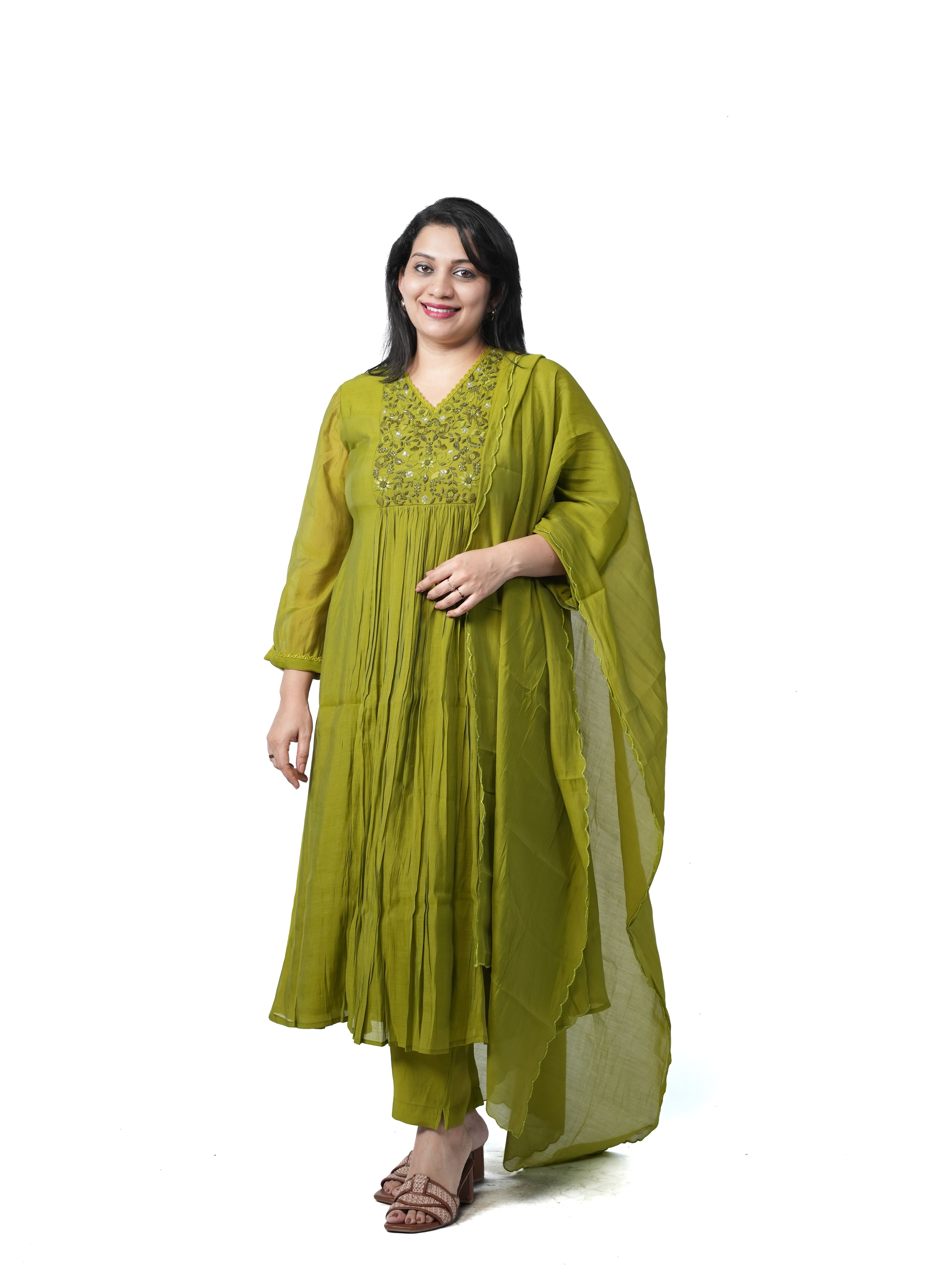 Mal Chanderi anarkali kurta