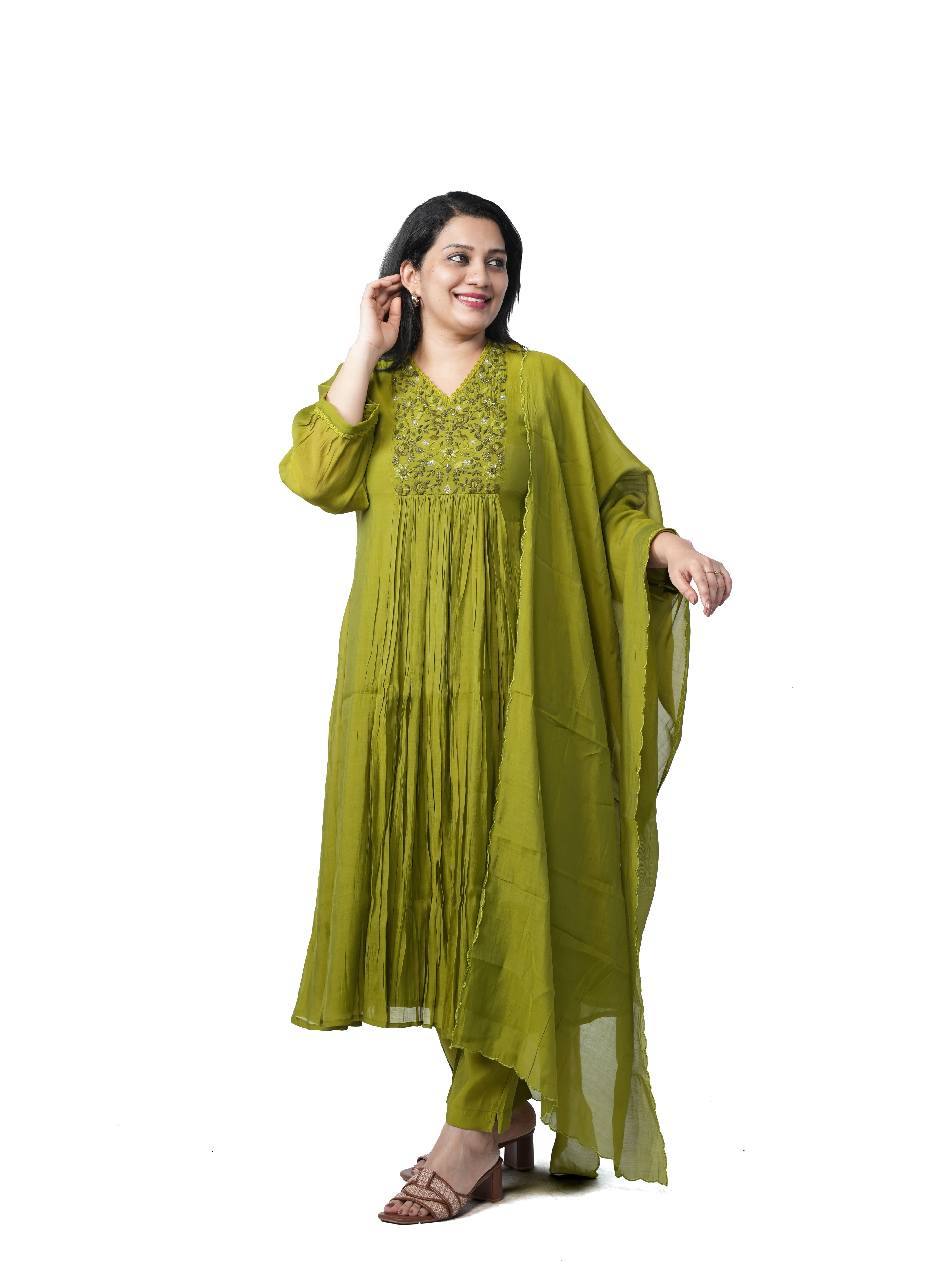 Mal Chanderi anarkali kurta