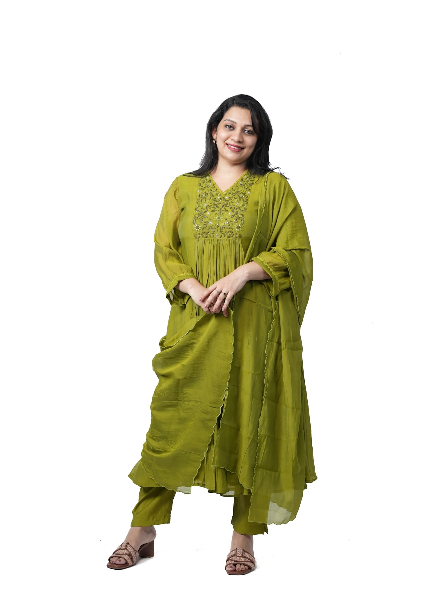 Mal Chanderi anarkali kurta