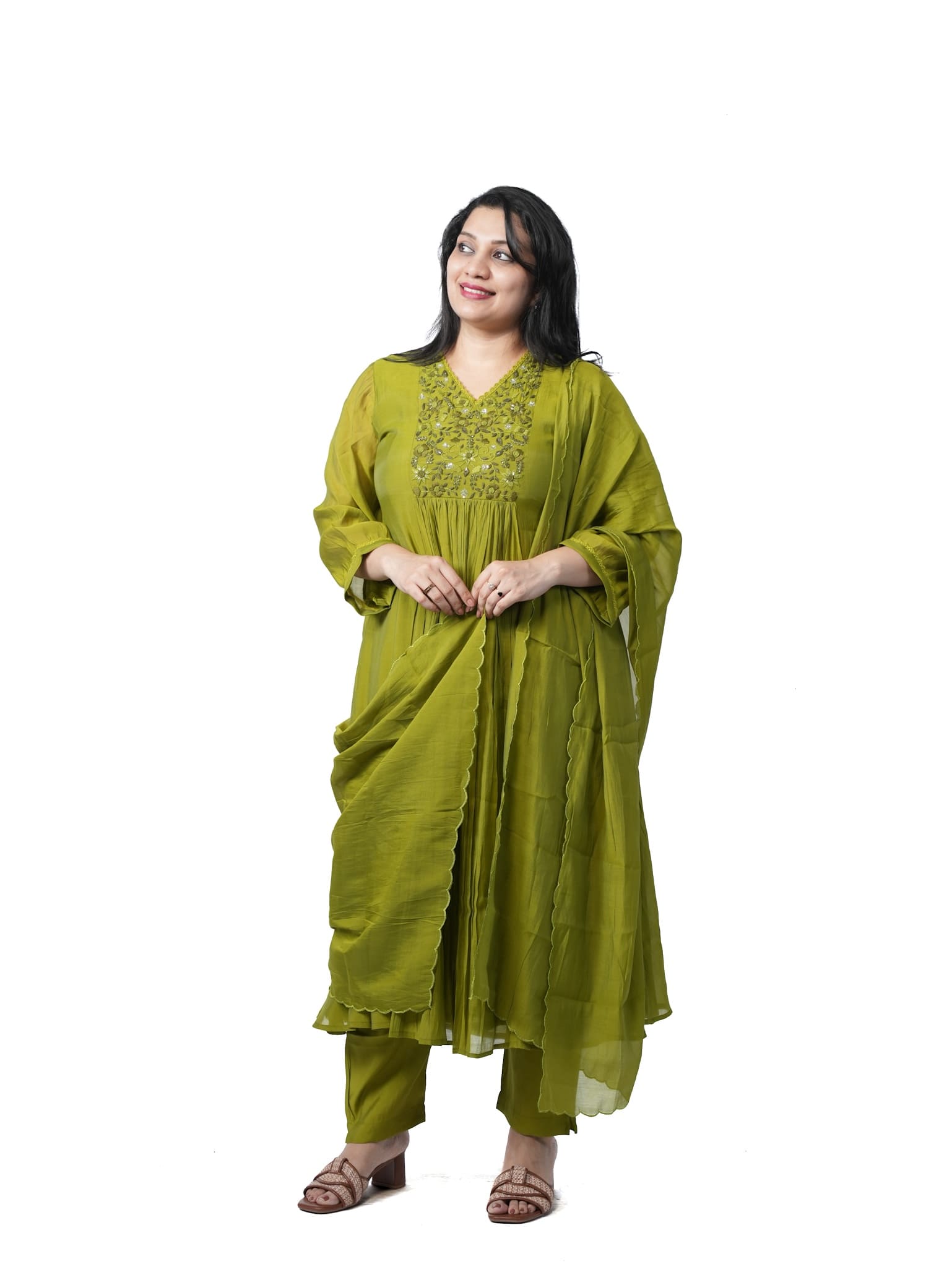 Mal Chanderi anarkali kurta