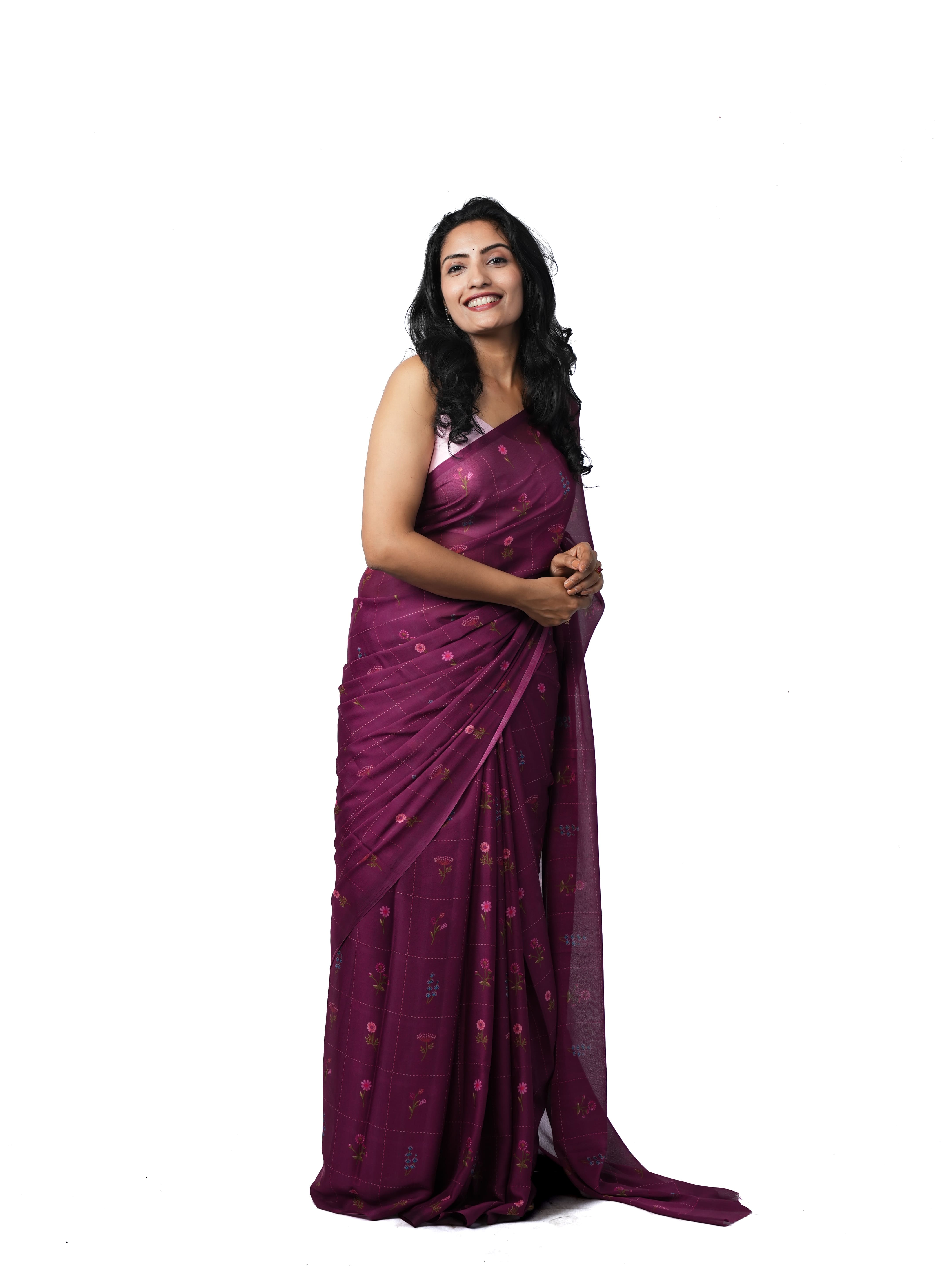 Violet Bloom Viscose Saree