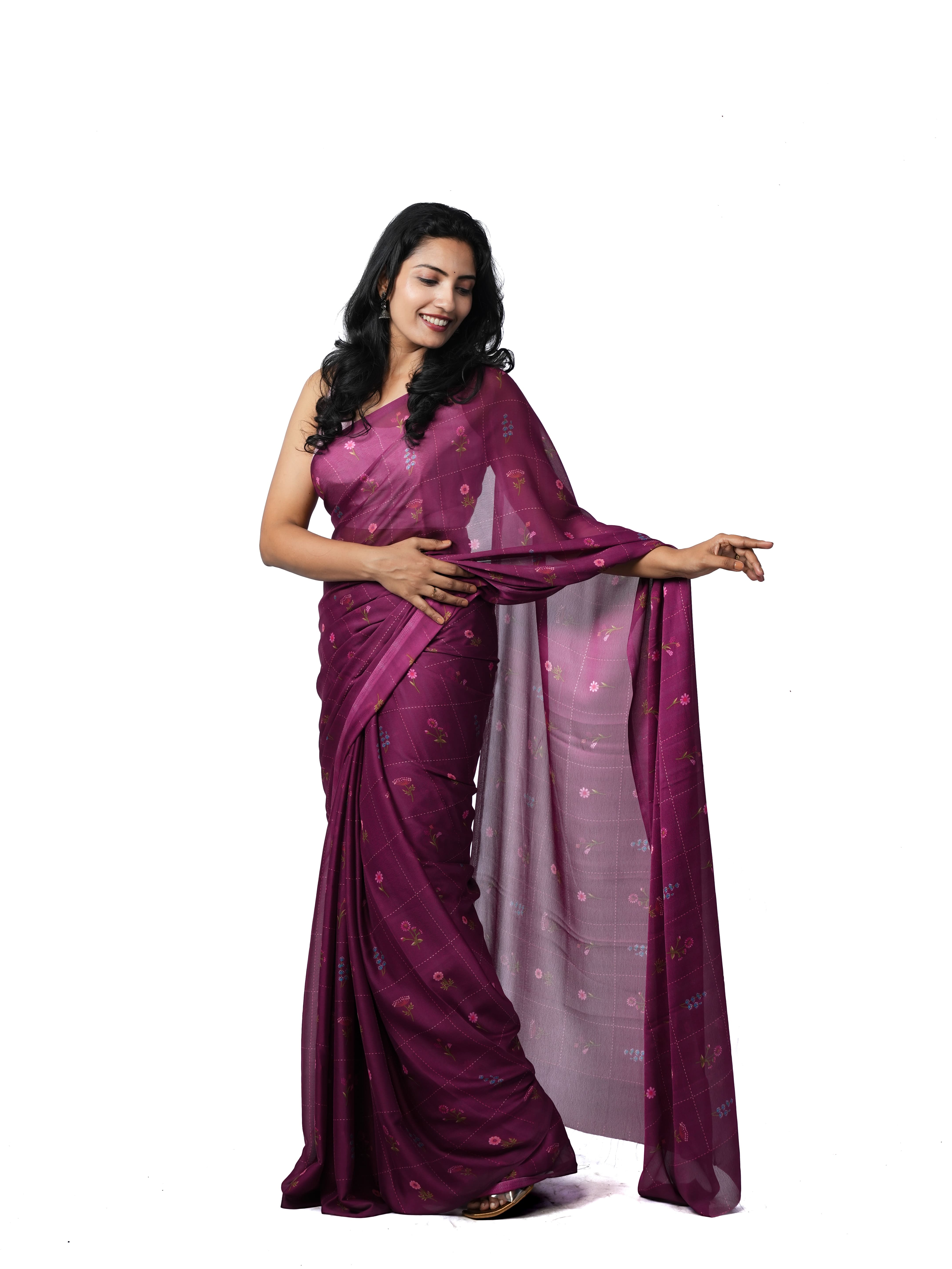 Violet Bloom Viscose Saree