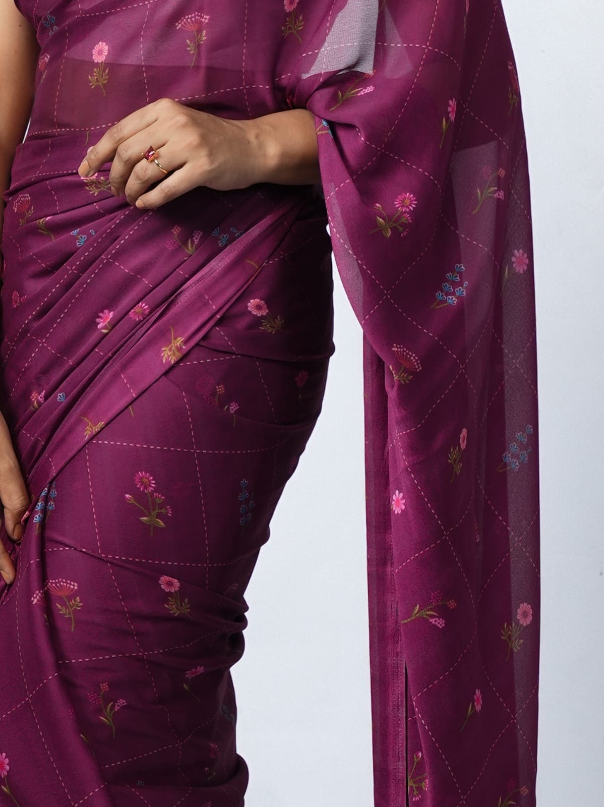 Violet Bloom Viscose Saree