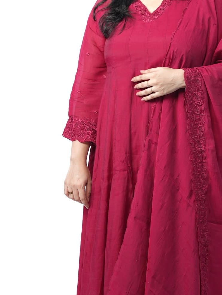 Bloom in Magenta Mal Chanderi Salwar