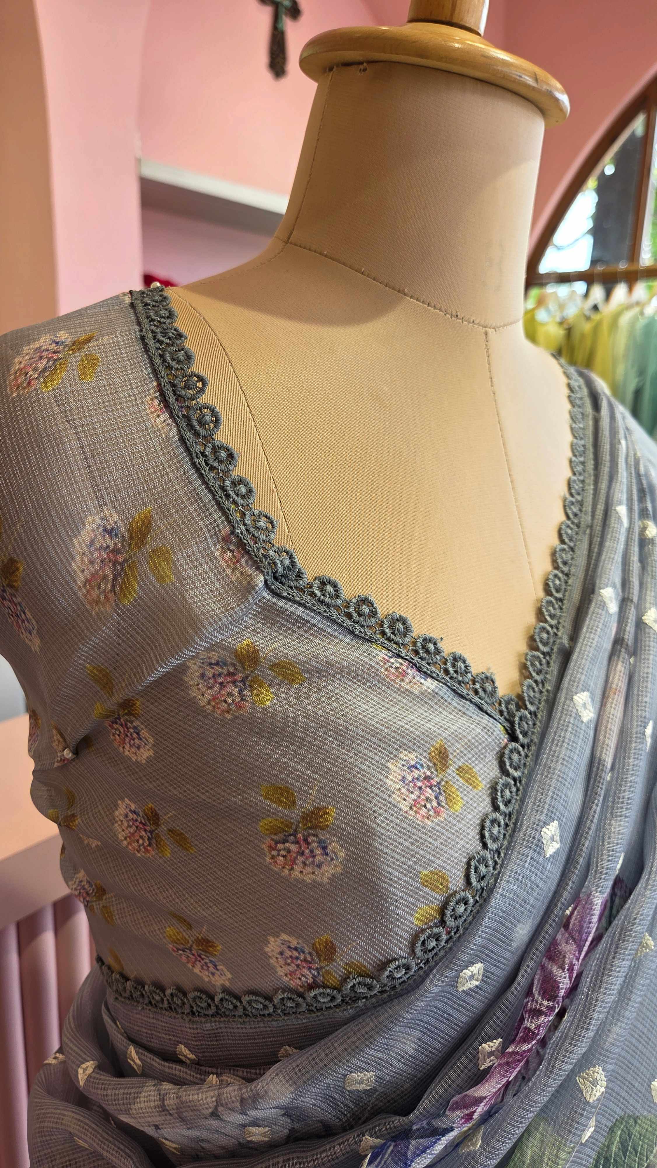 Elegant Ash Kota Saree