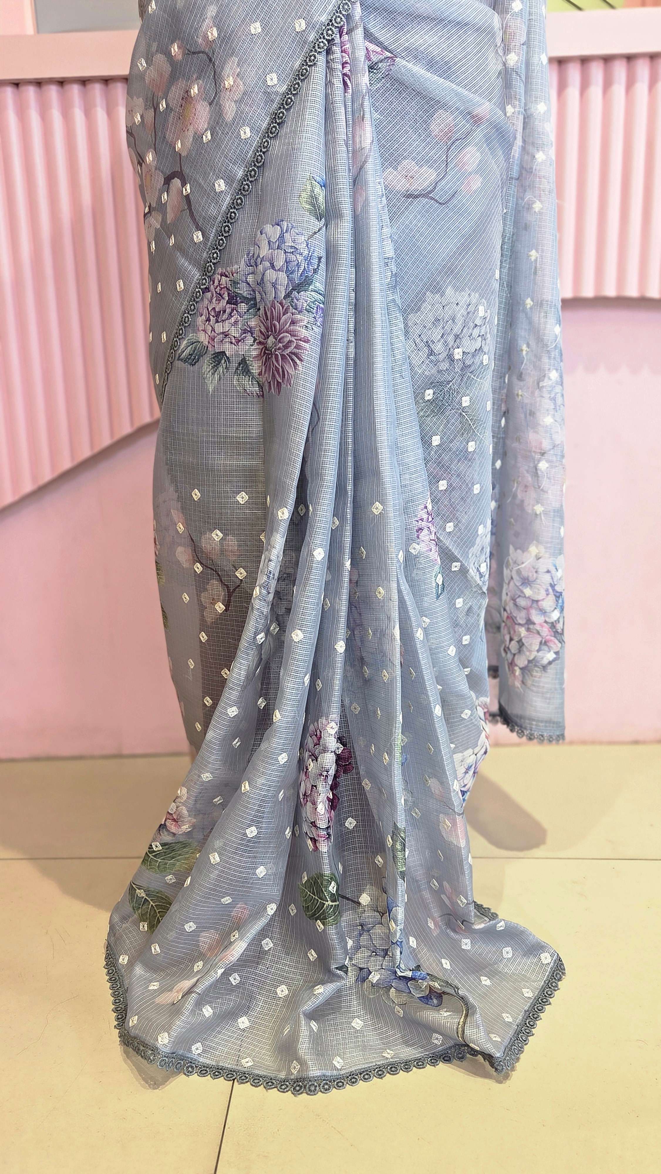 Elegant Ash Kota Saree