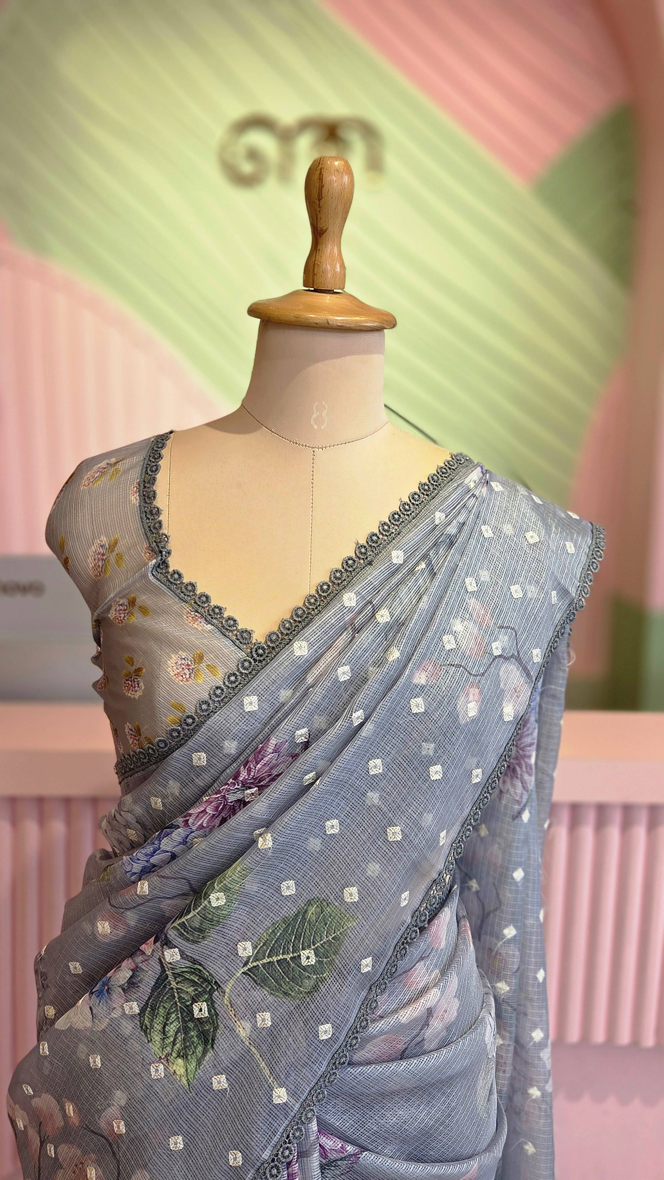 Elegant Ash Kota Saree