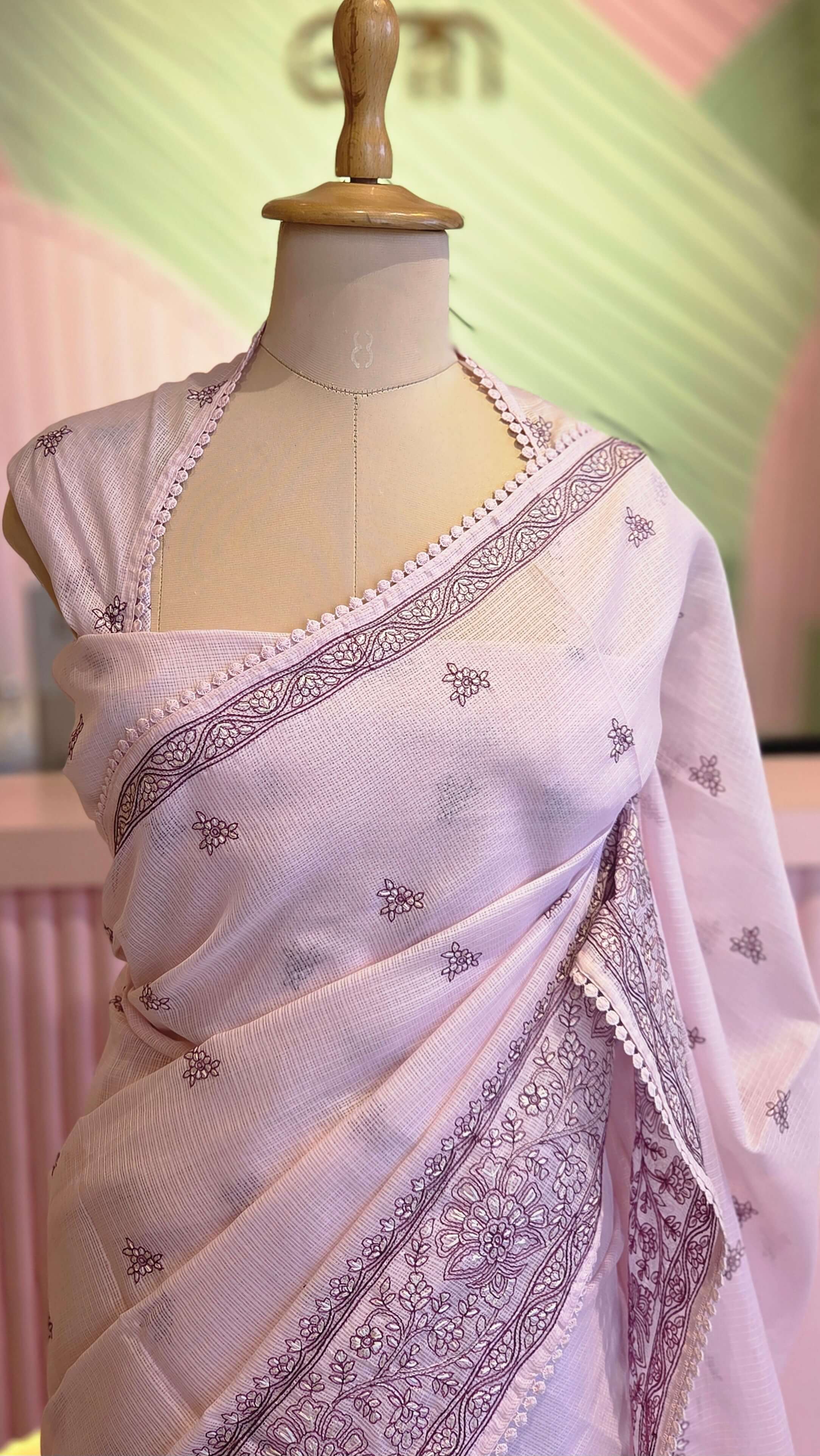 Elegant Soft Pink Kota Saree