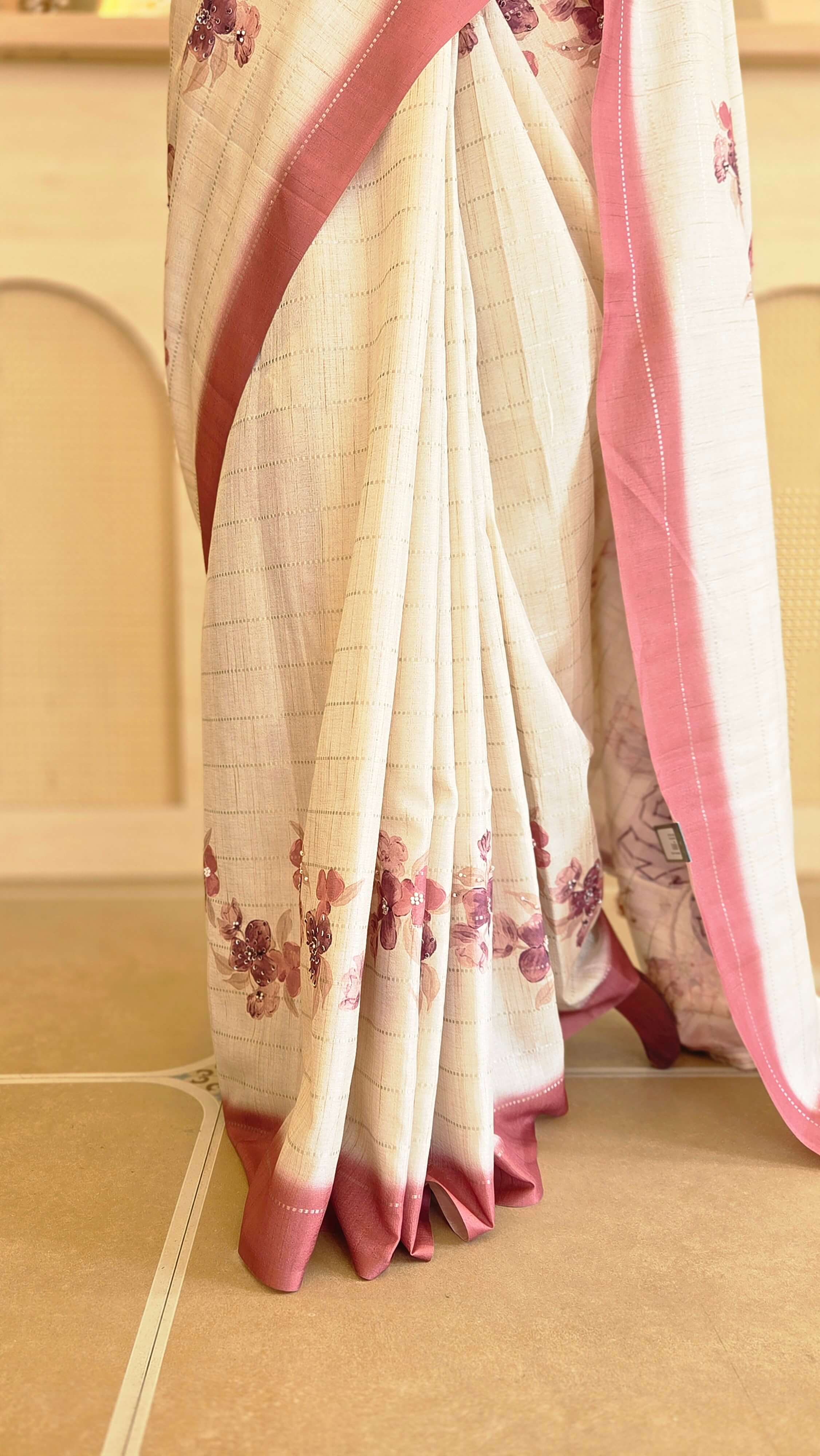 Elegant Dusty Rose Whisper Semi Tussar Saree