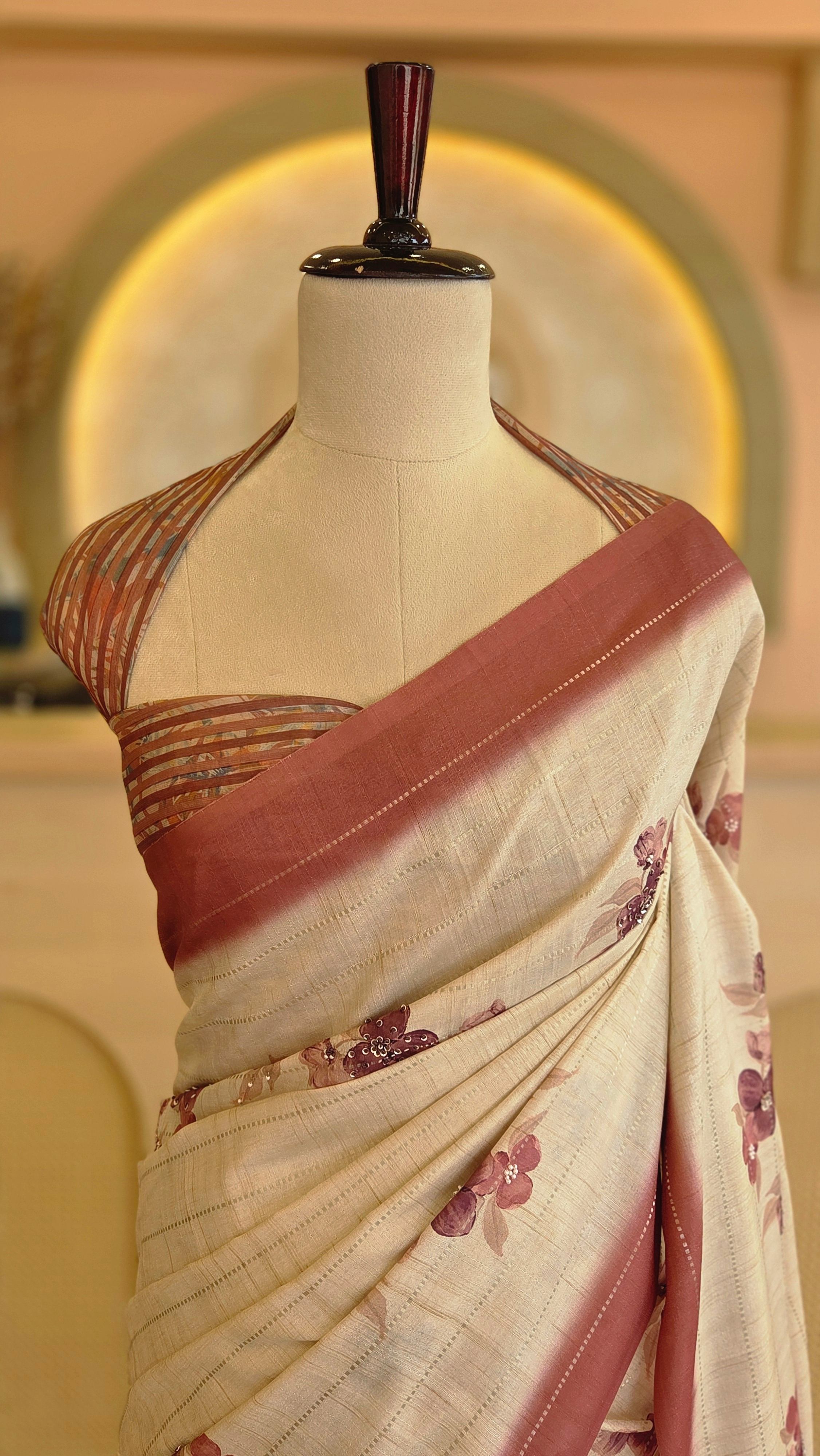 Elegant Dusty Rose Whisper Semi Tussar Saree