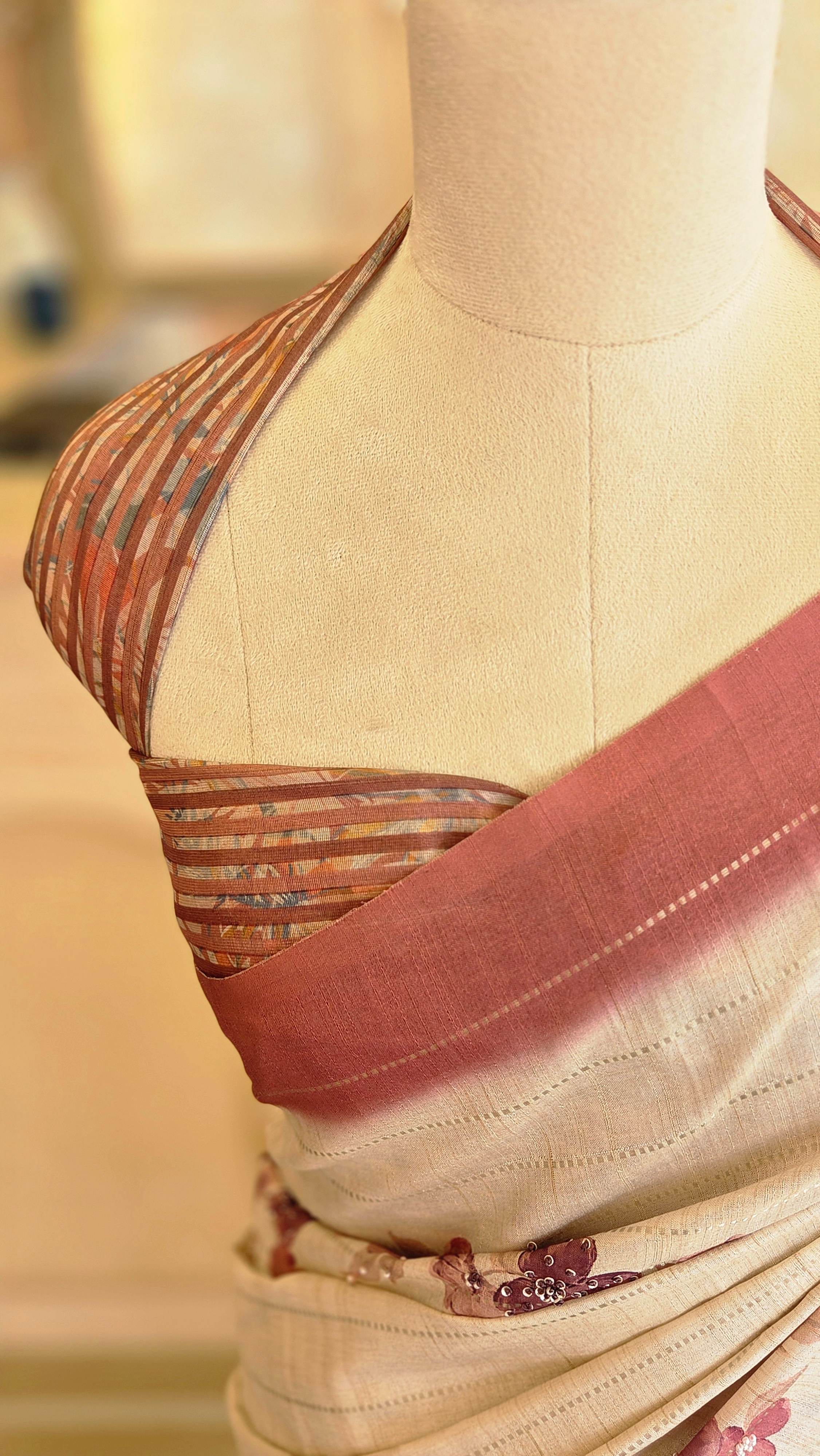 Elegant Dusty Rose Whisper Semi Tussar Saree