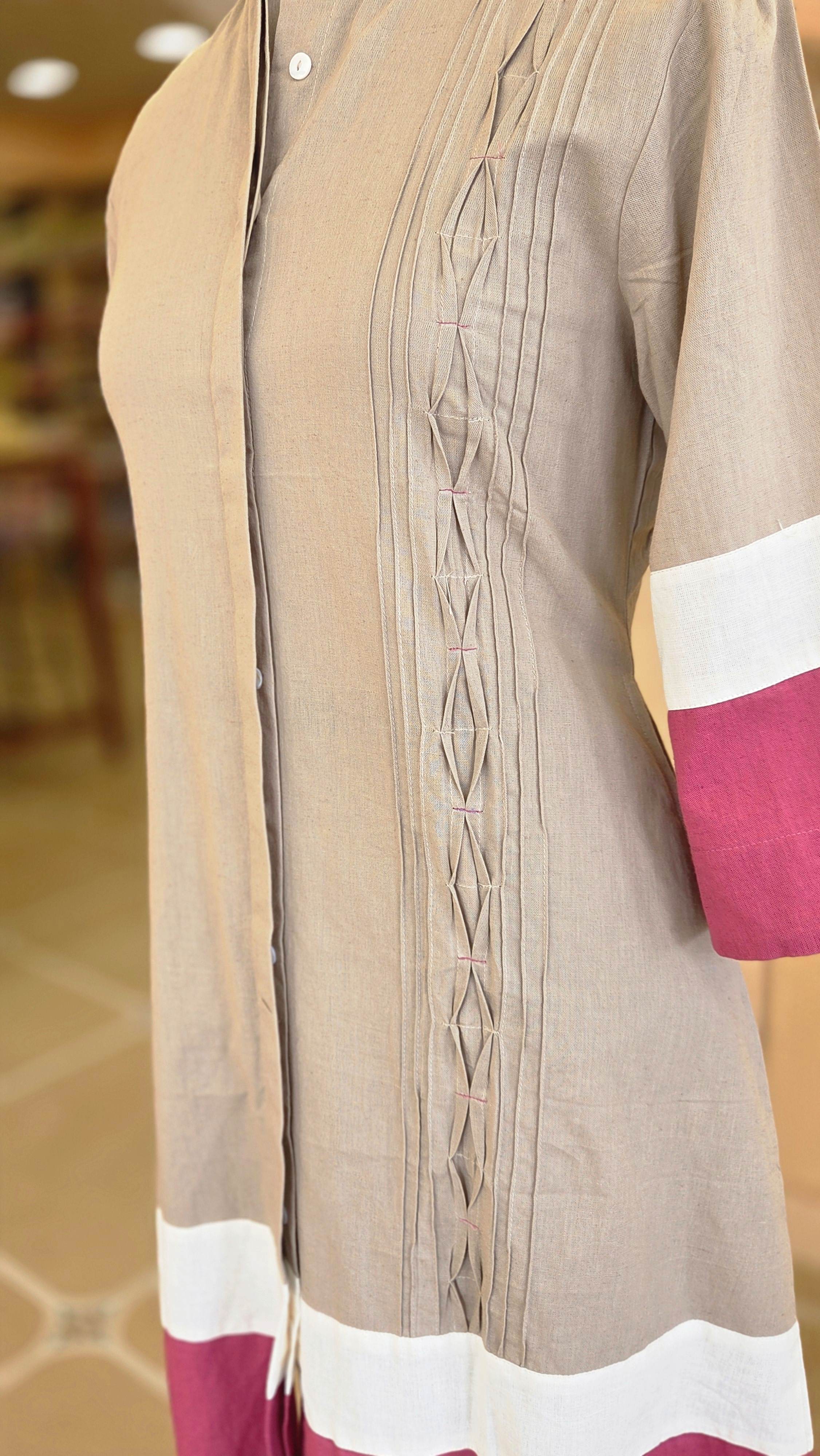 Taupe Elegance Color-Block Dress