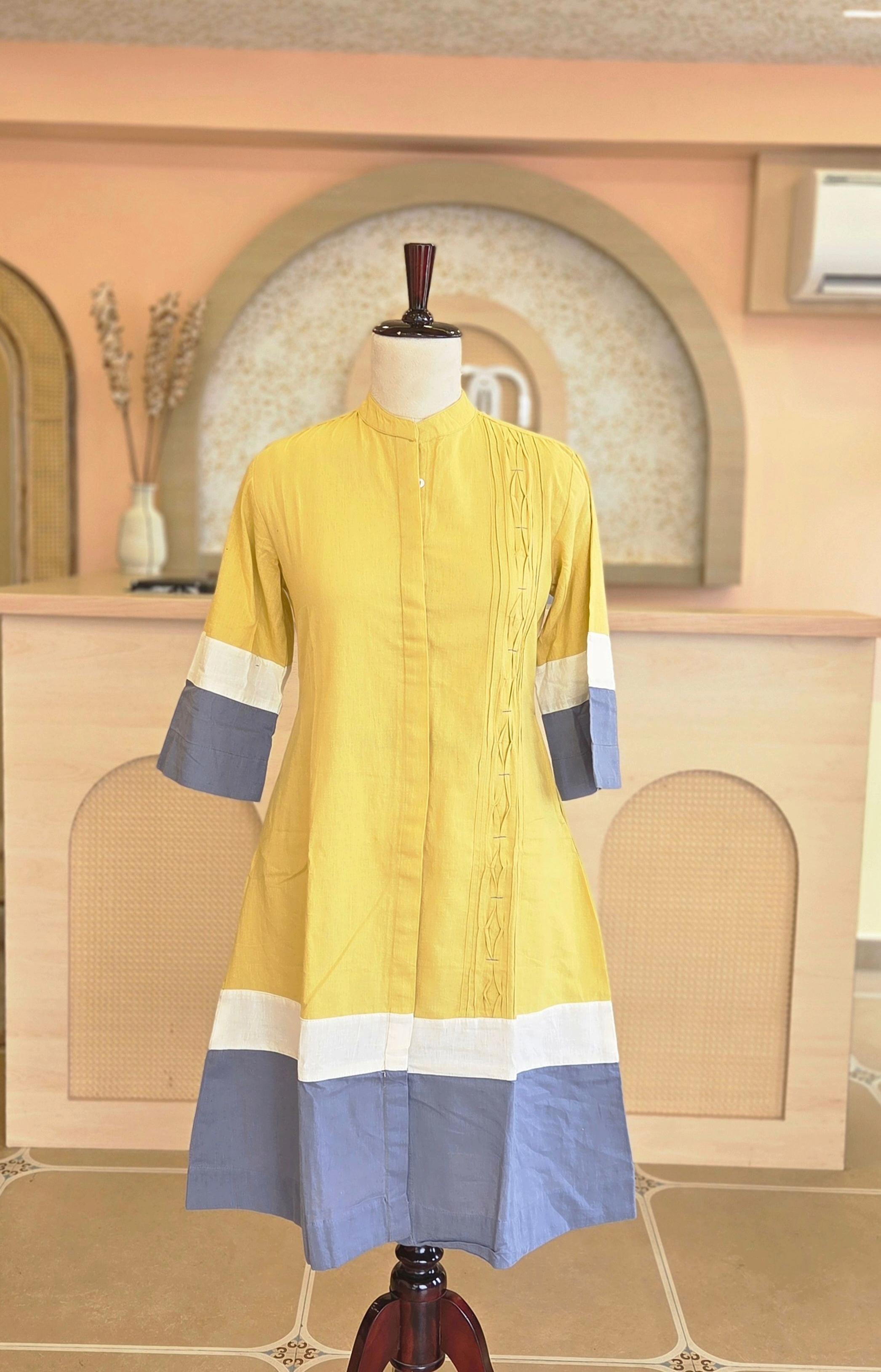 Yellow Elegance Color-Block Dress