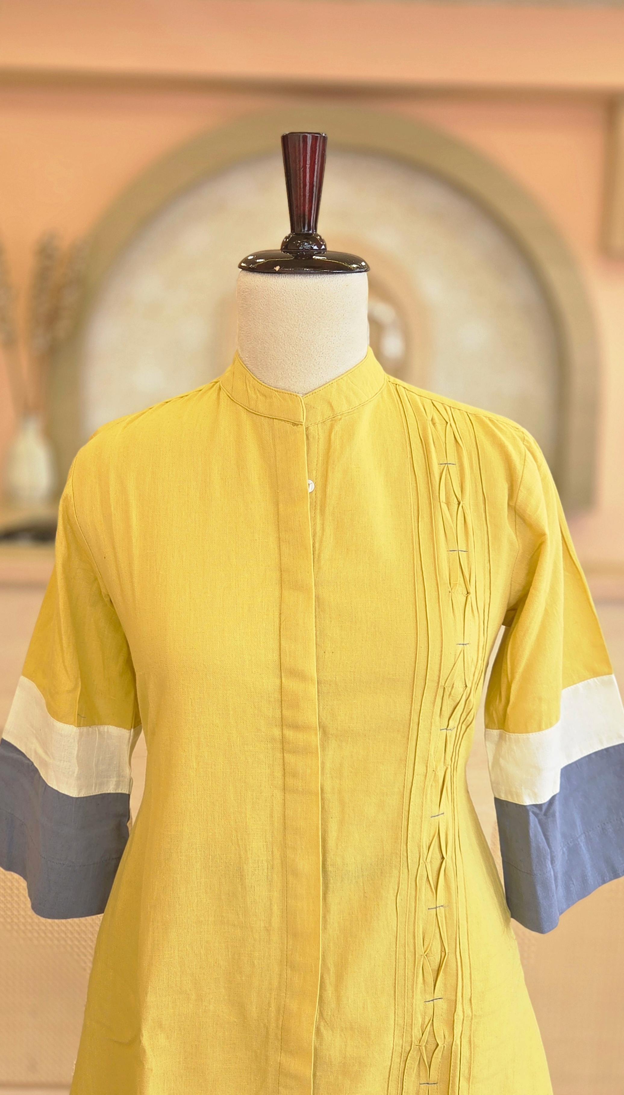 Yellow Elegance Color-Block Dress
