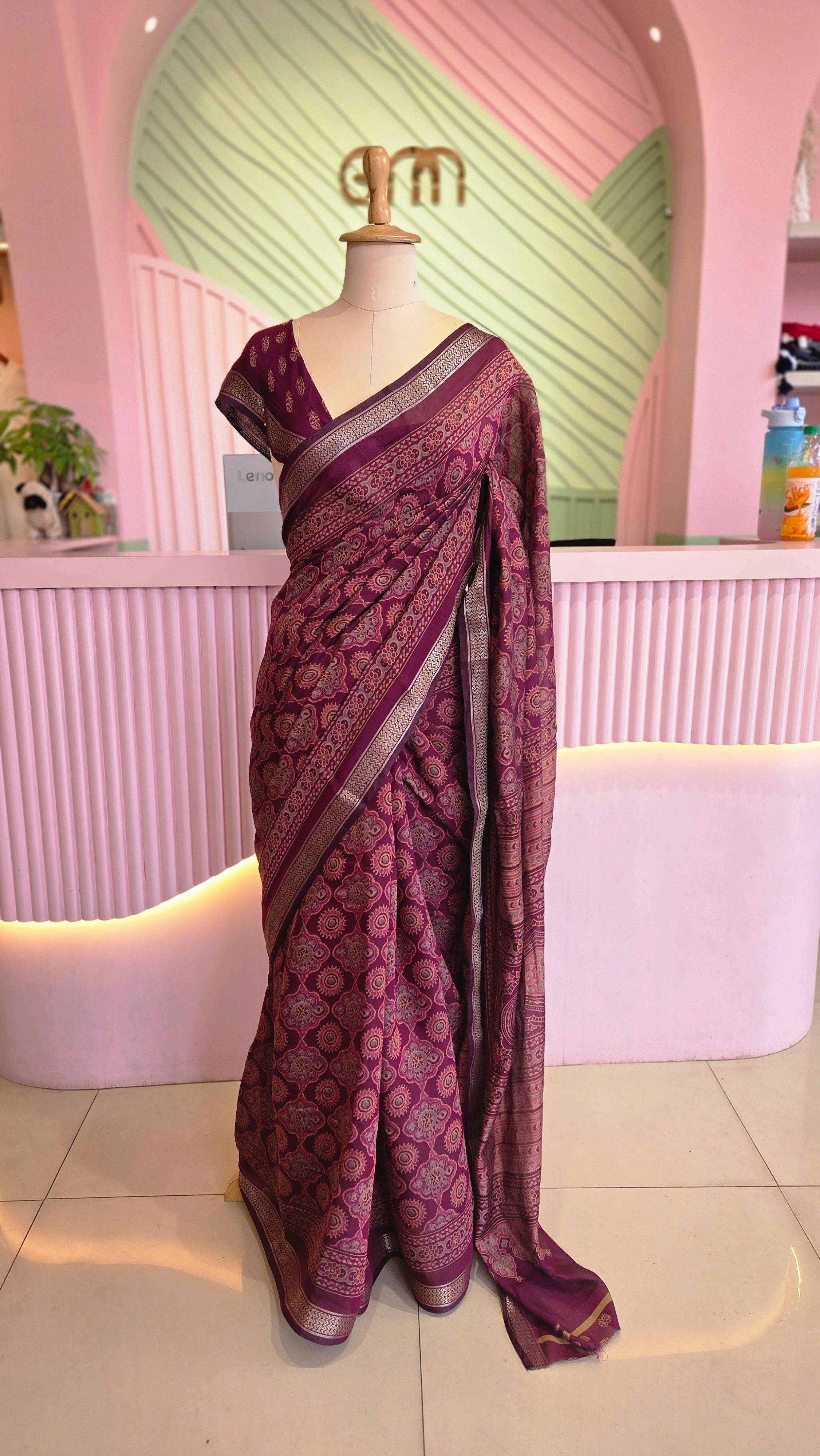 Deep Crimson Chanderi Cottan Saree