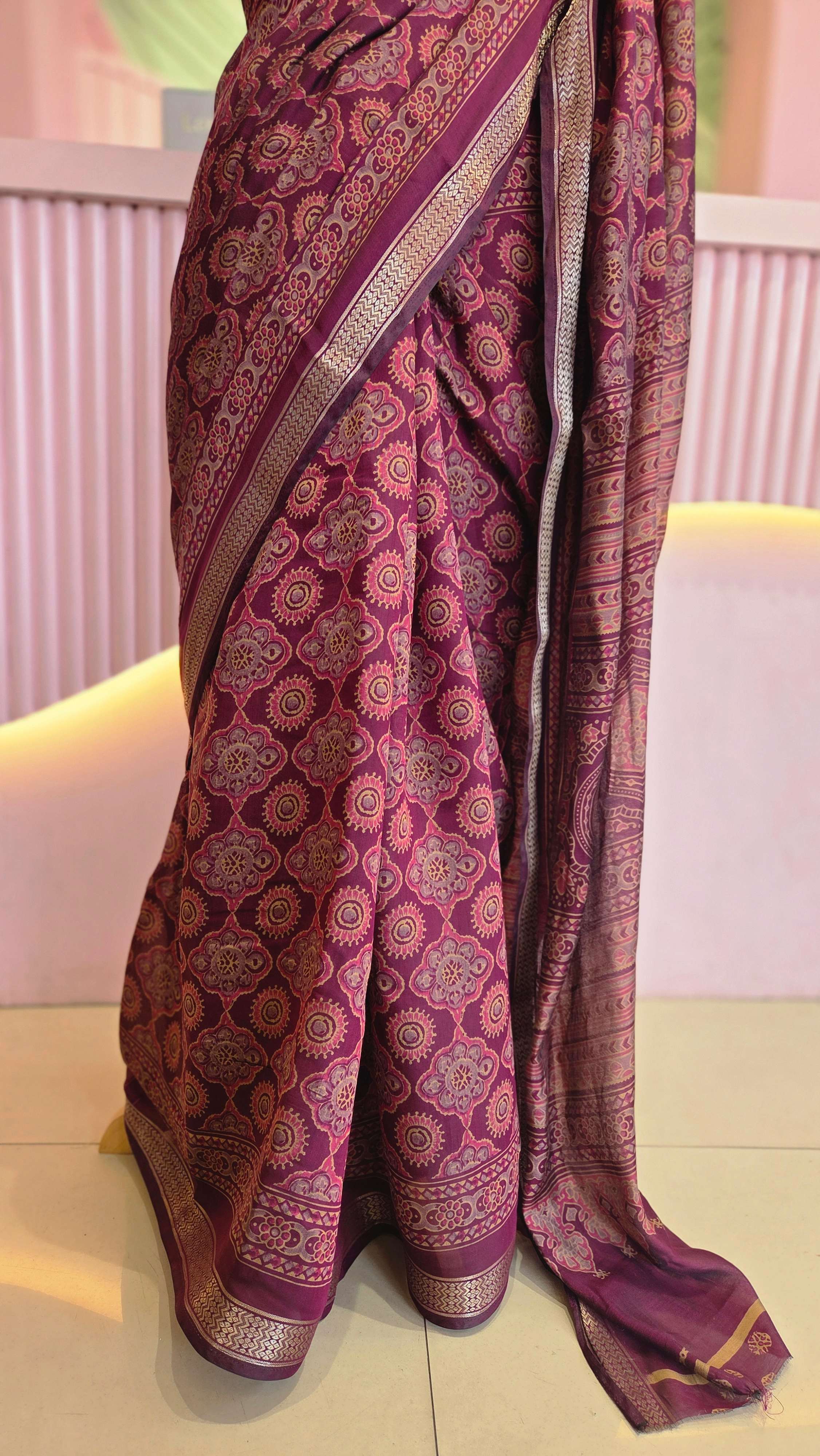 Deep Crimson Chanderi Cottan Saree