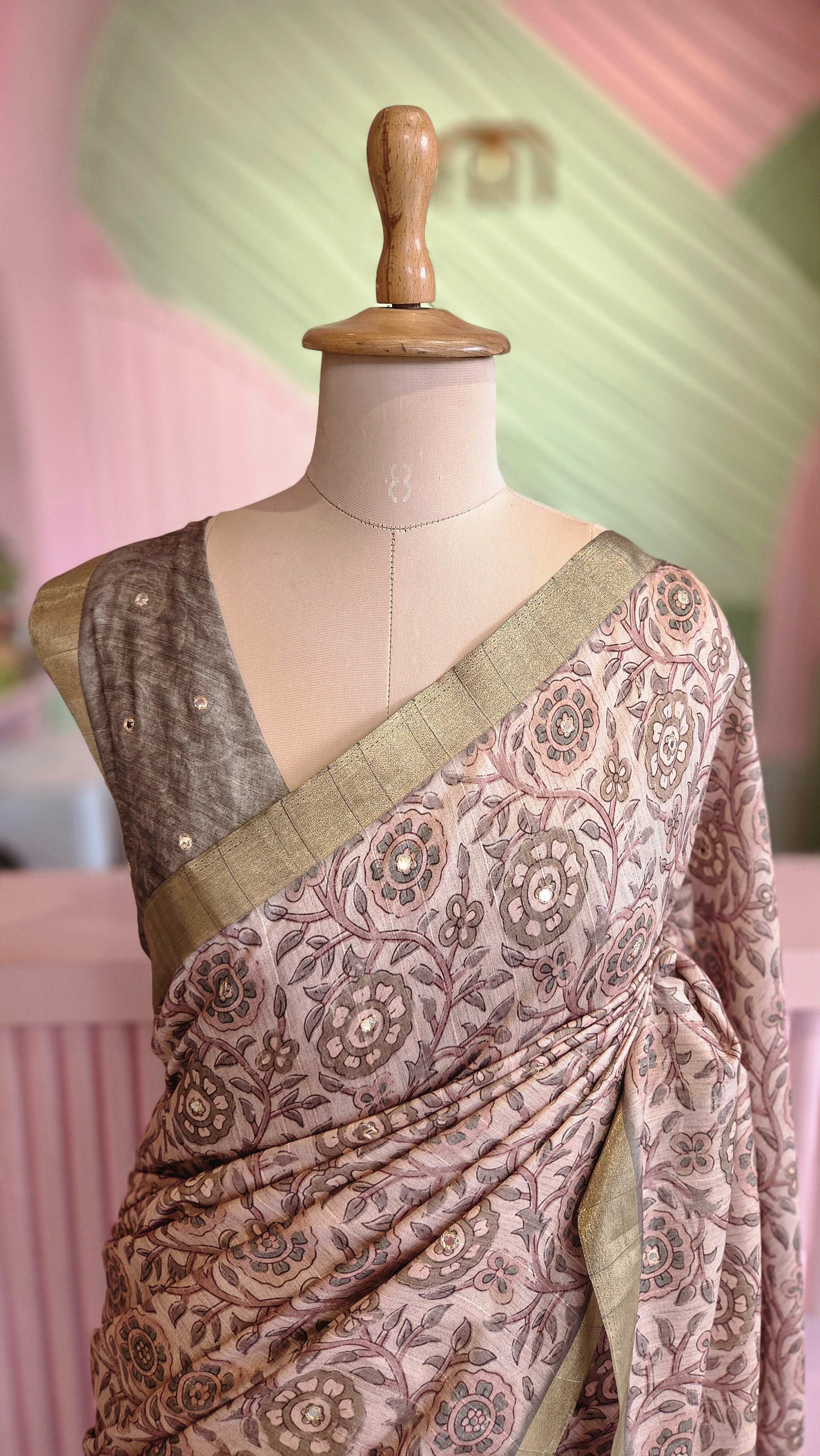 Green Semi Tussar Saree