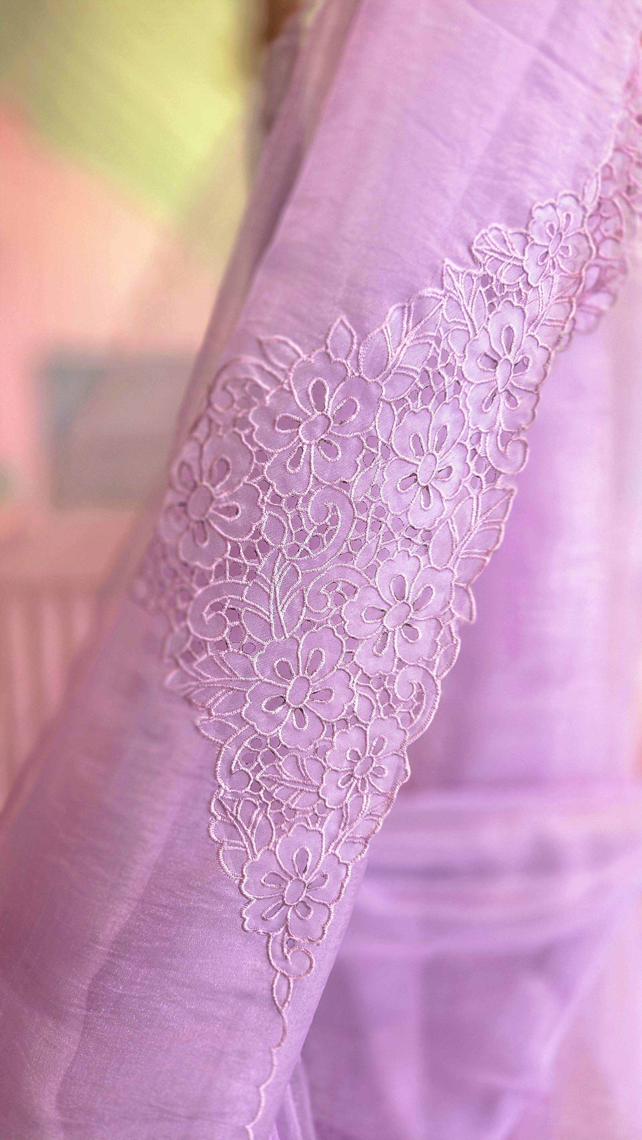 Soft Lavender Organza Saree