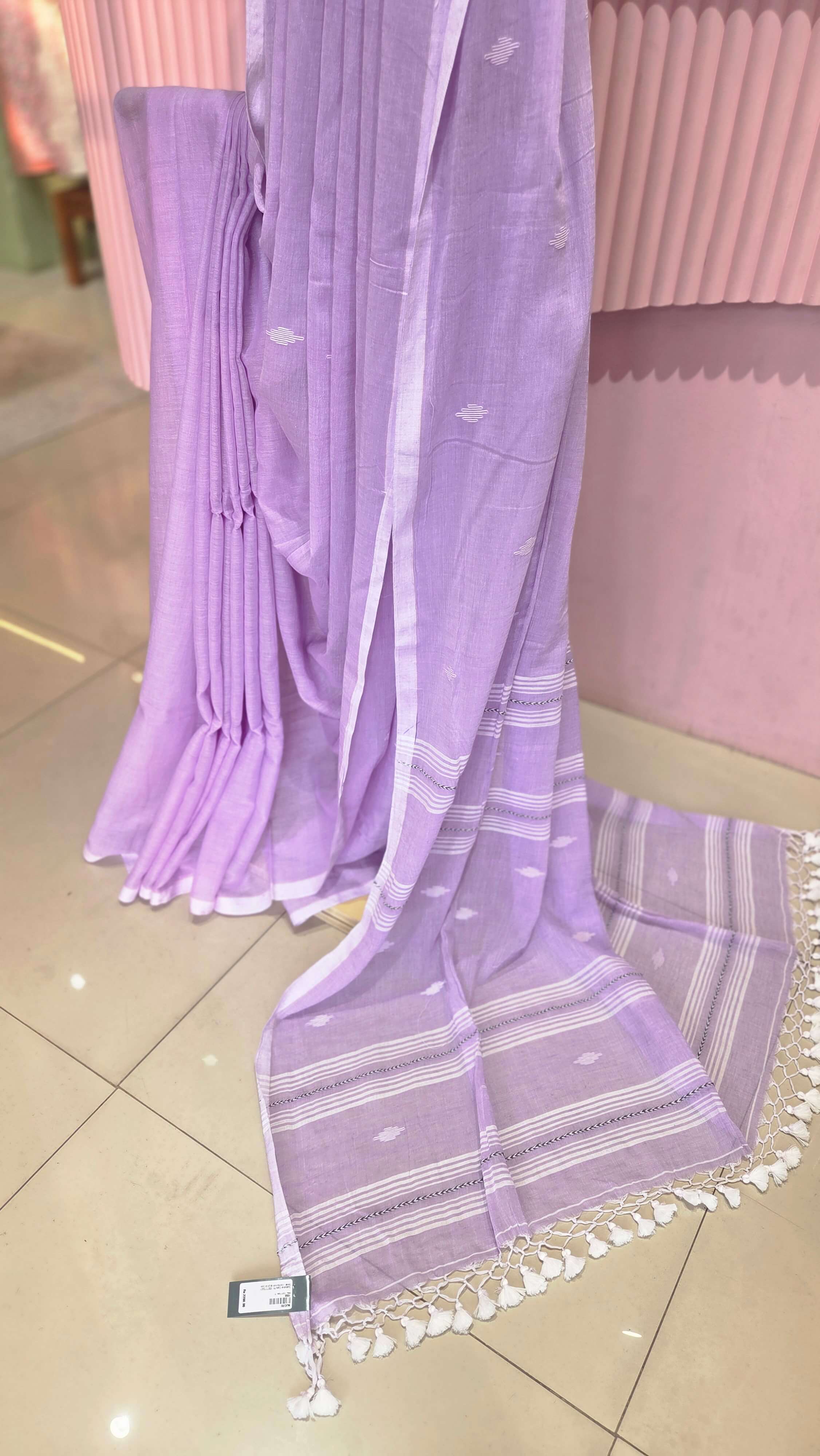 Elegant Lilac Mul Cotton Saree