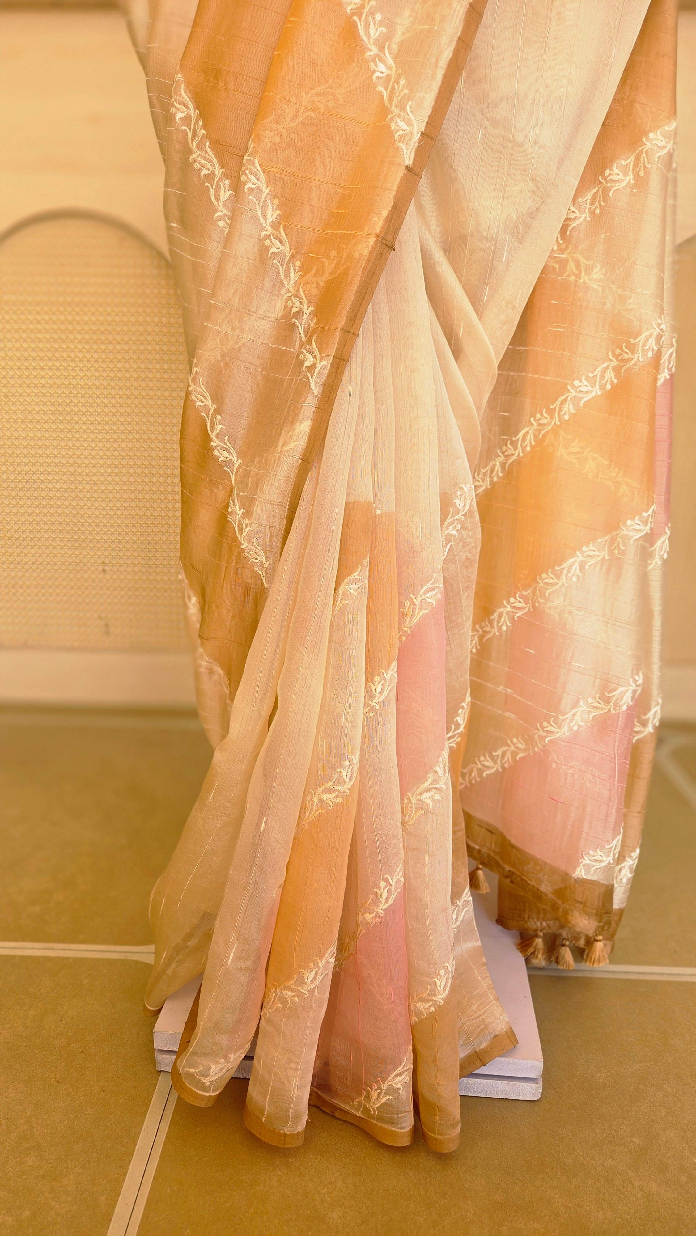 Kora Silk Organza Multi-Tone Saree