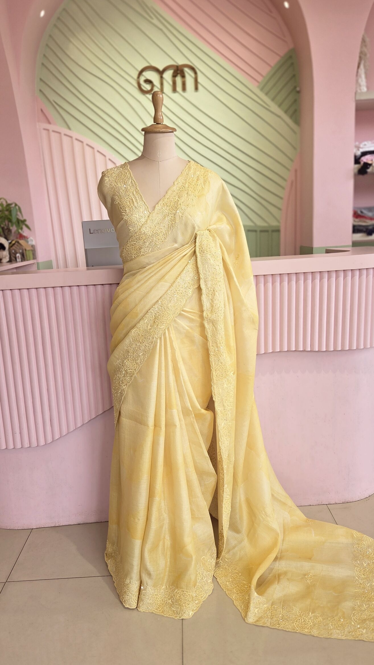 Luminous Gold Tussar Silk Saree