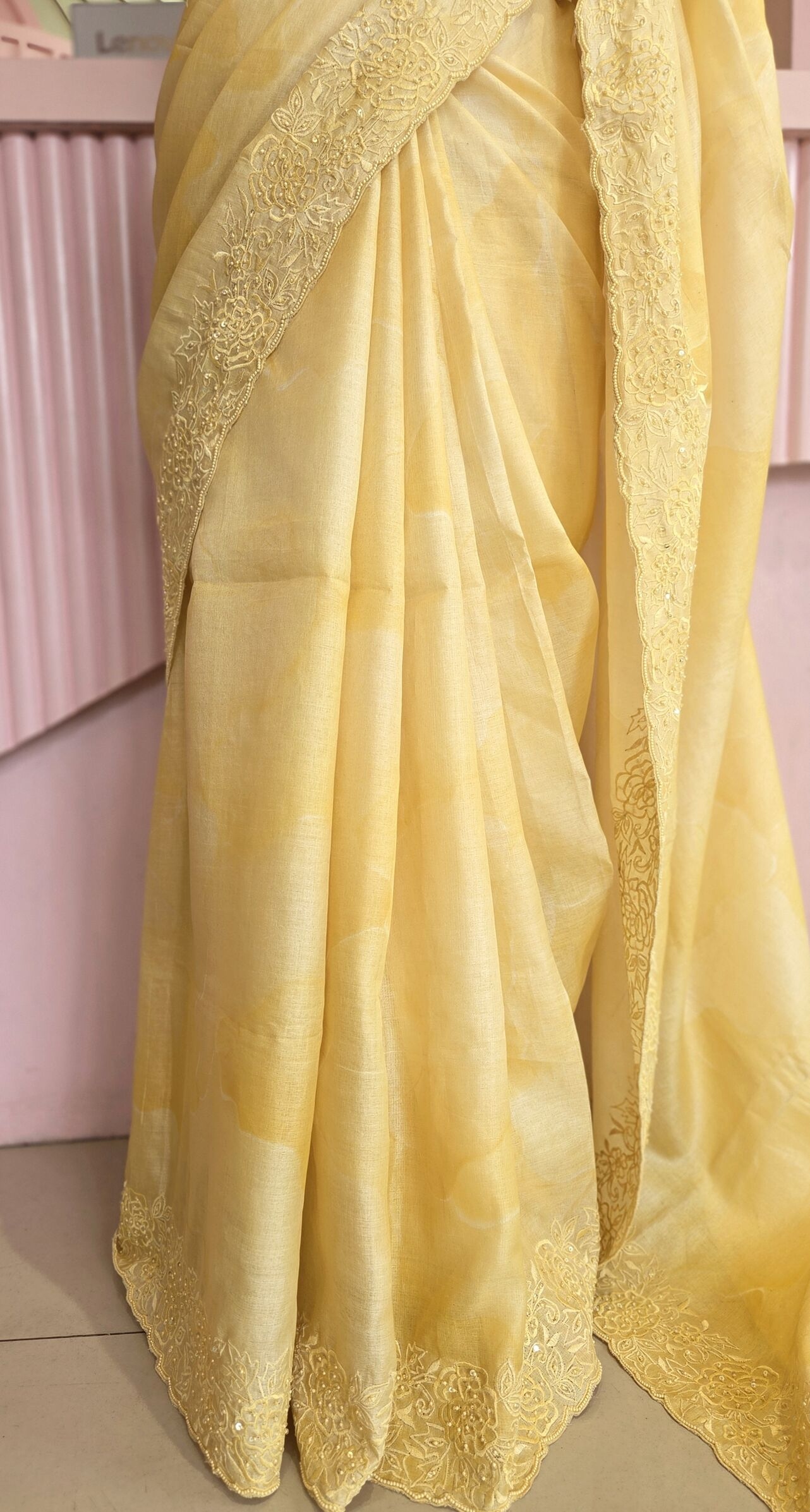 Luminous Gold Tussar Silk Saree